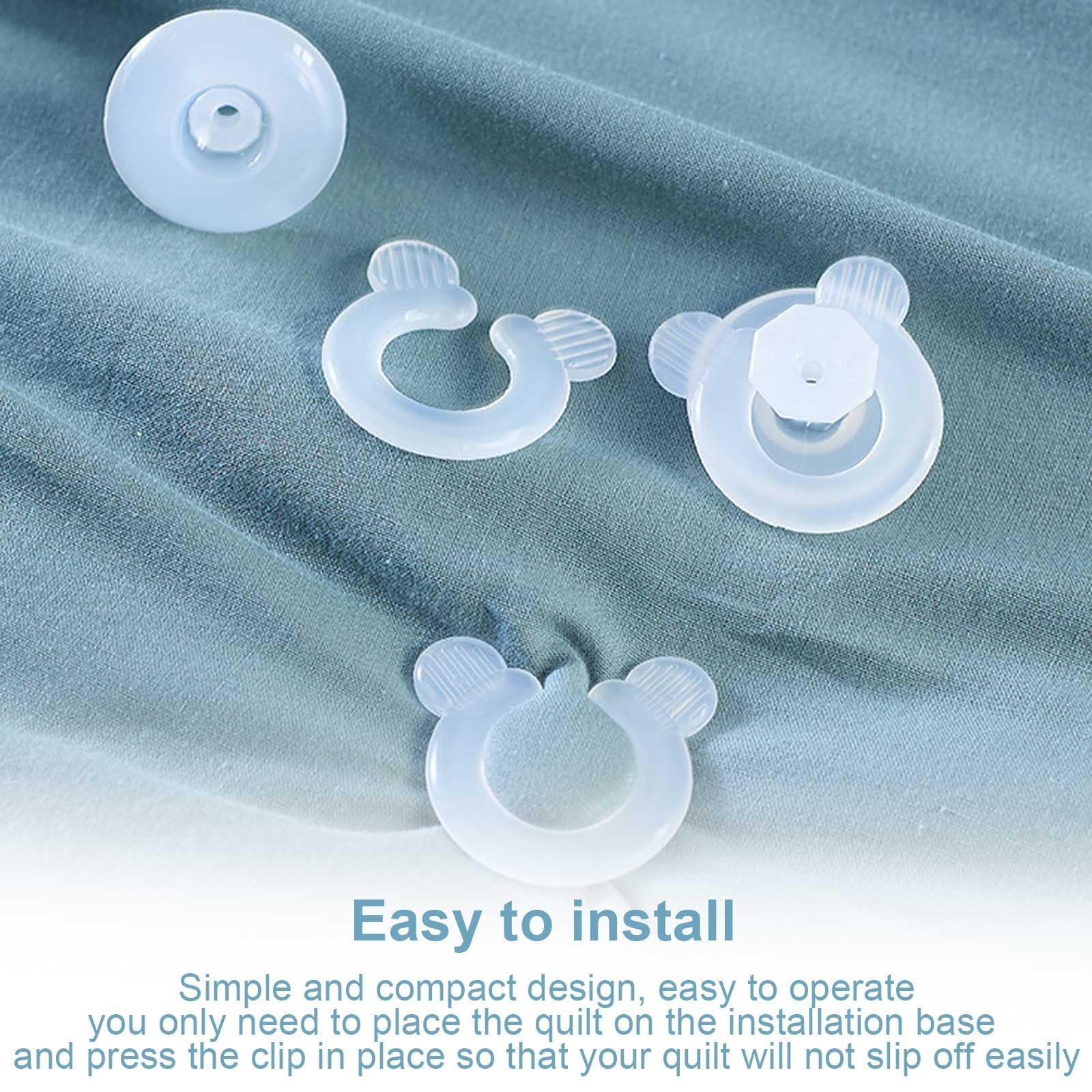 24 Paar Bettdeckenhalter 3,7x3,7cm | Ohne Nadeln & Rutschfest | Für Decken & Vorhänge