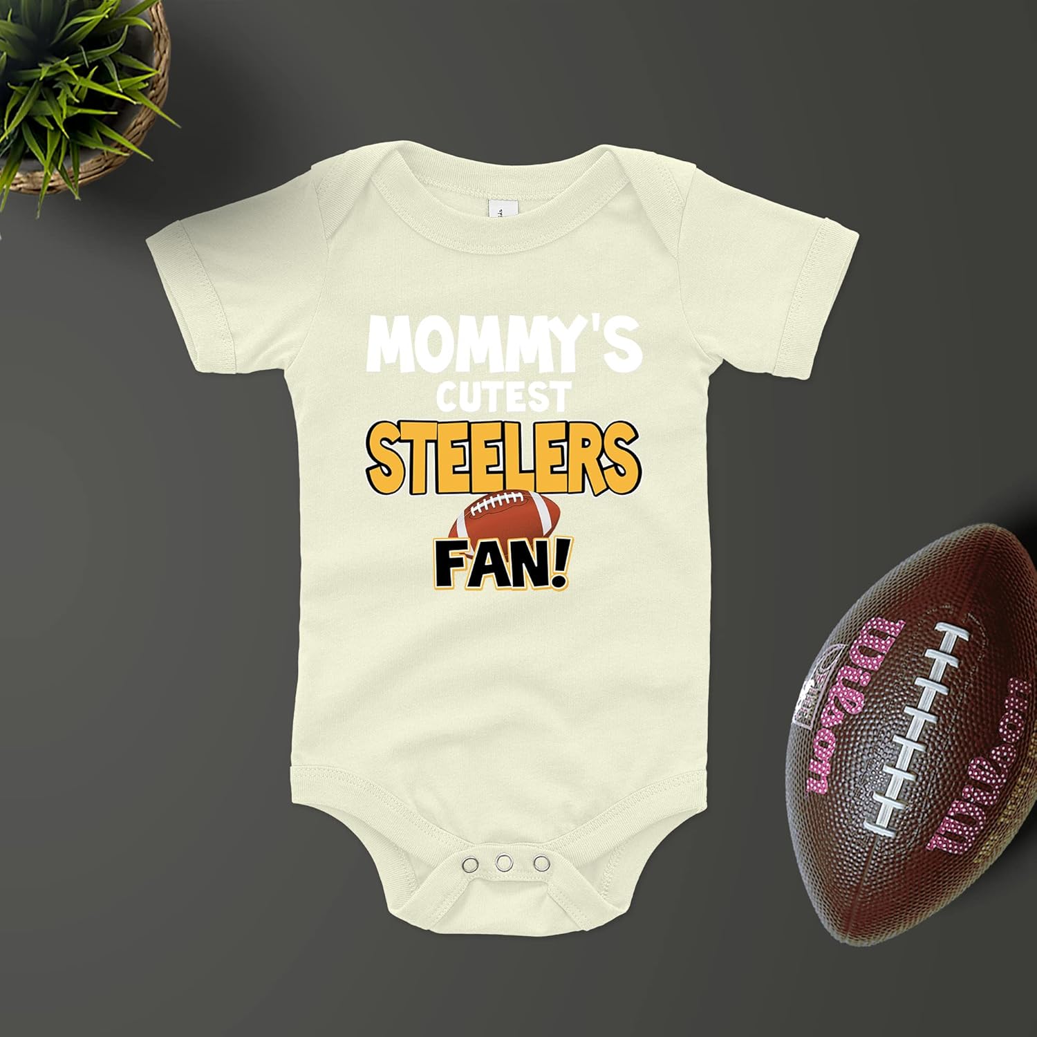 NanyCrafts Baby's Mommy's Cutest Steelers Fan Bodysuit, Baby Steelers Fan