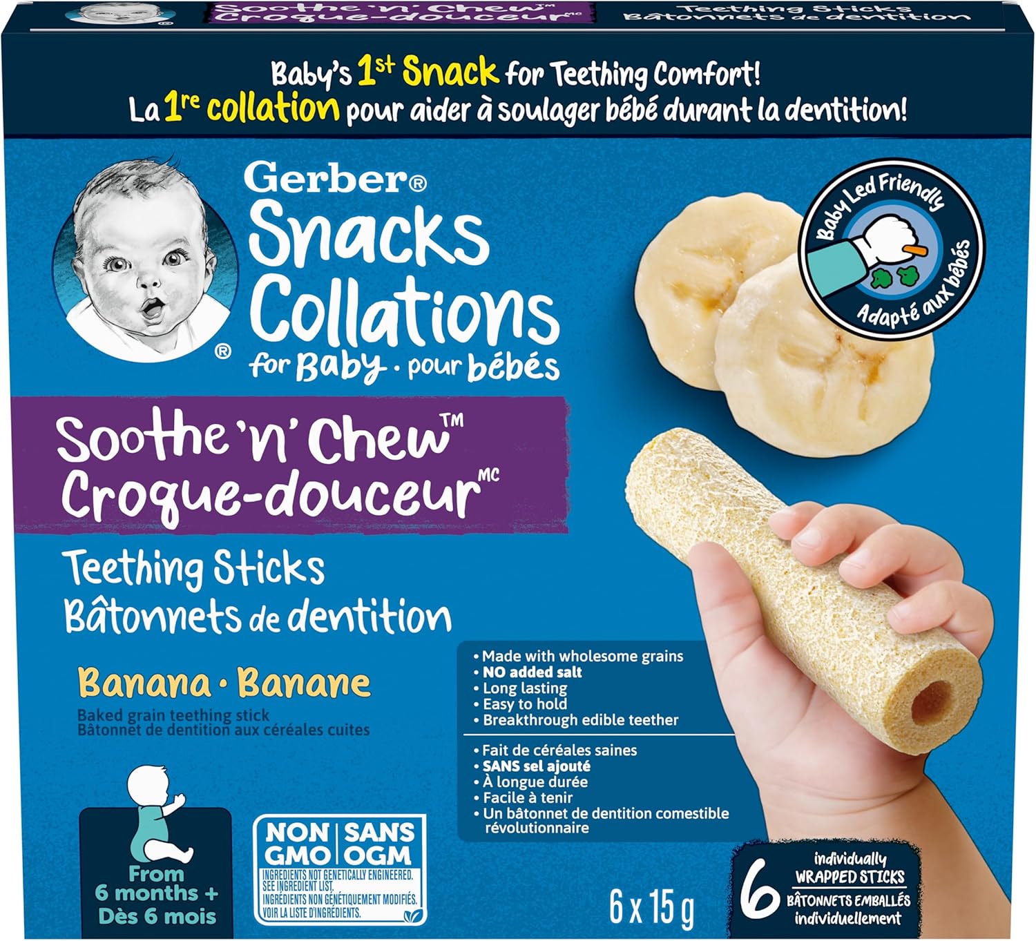 Gerber Soothe 'N' Chew Teething Sticks Banana, 5x90g Amazon.ca Baby