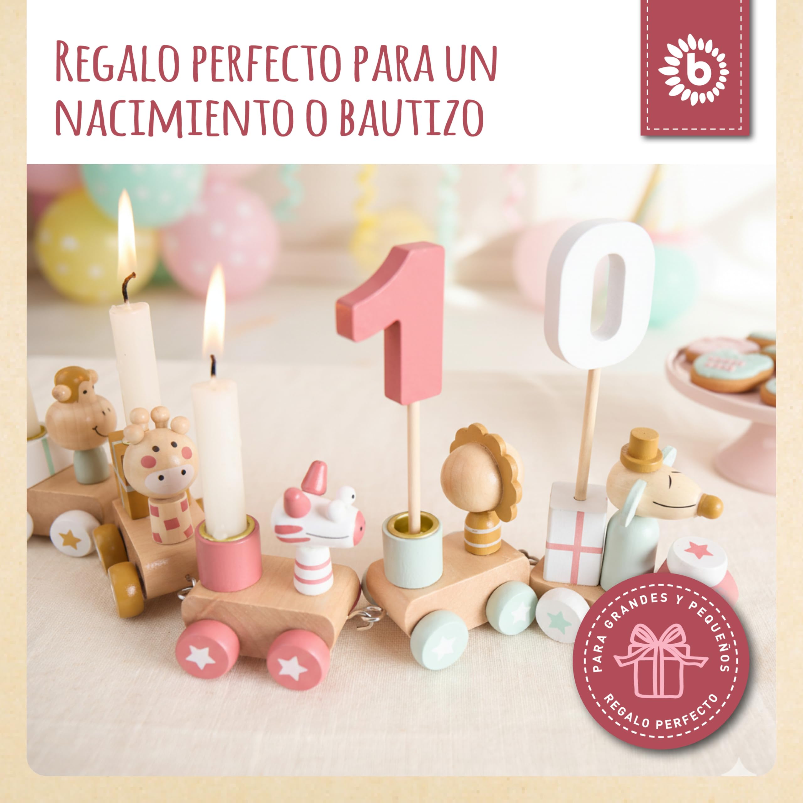 Bieco Tren de Madera con Locomotora Numerada para Niños