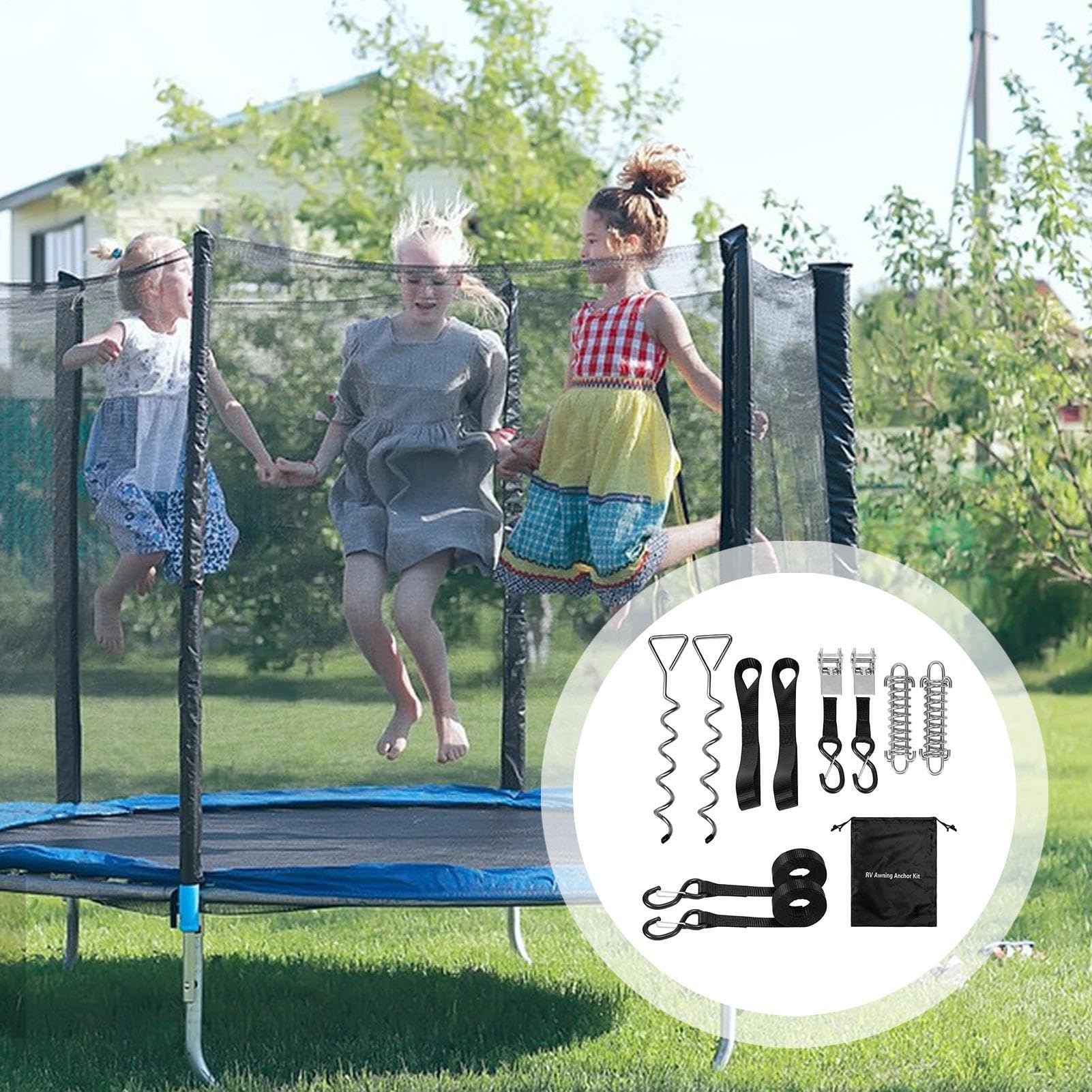 Kit di Ancoraggio Cinturini e Pioli per Tendalino Borsa Di Stoccaggio | Tendoni Prolunga La Durata Della Tenda Per Tendoni, Trampolino, Teli, Picnic, Barbecue E Raduni