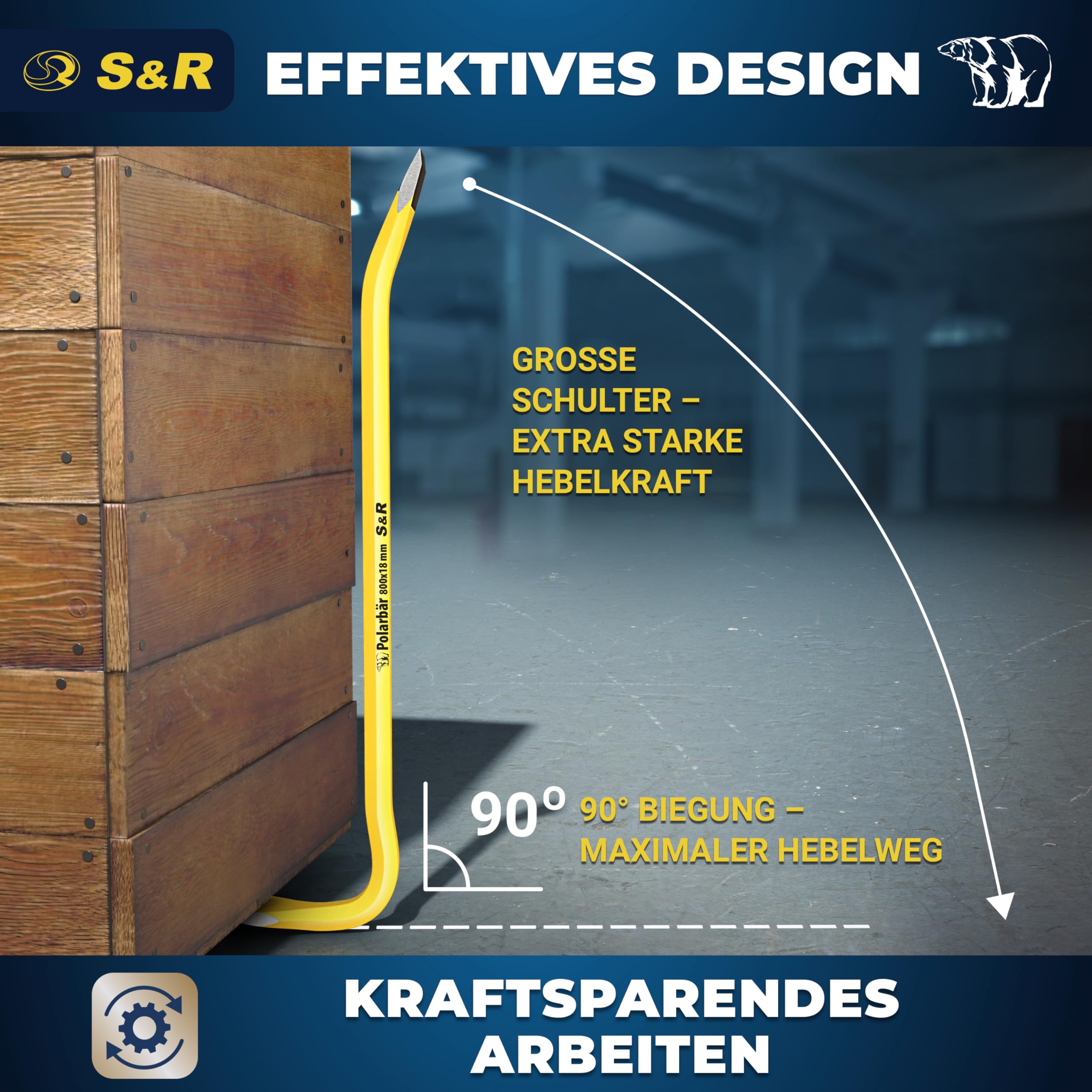 S&R Professional Brecheisen Set 2-tlg 500 x 16 mm, 800 x 18 mm, idealer Härtegrad 38-48 HRC geschmiedet, hitzegehärtet, Stemmeisen, Nageleisen, Brechwerkzeug, Abriss- & Aufbrecharbeit