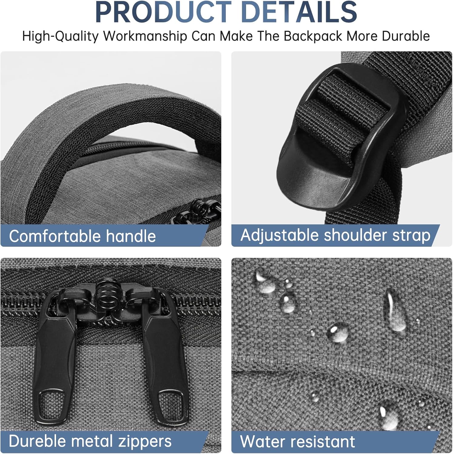 GMAK Travel Laptop Backpack for Men & Women, Business Anti Theft Laptops Backpacks with USB Charging Port, Fits 15.6 Inch Notebook, Water Resistant College School Computer Bag for Travel Sports, Grey - Image 3