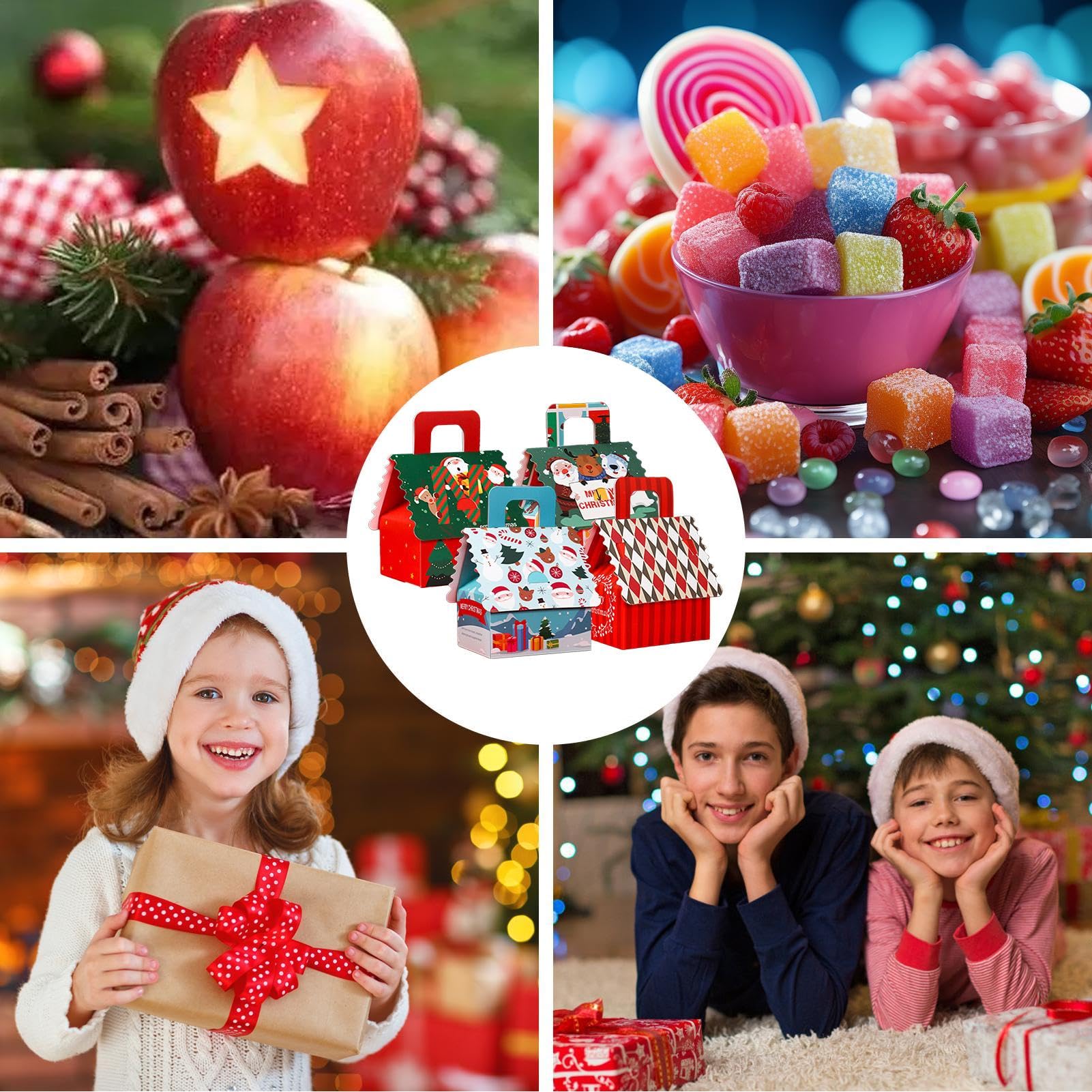 Scatole regalo natalizie, contenitori per dolcetti natalizi Confezione da