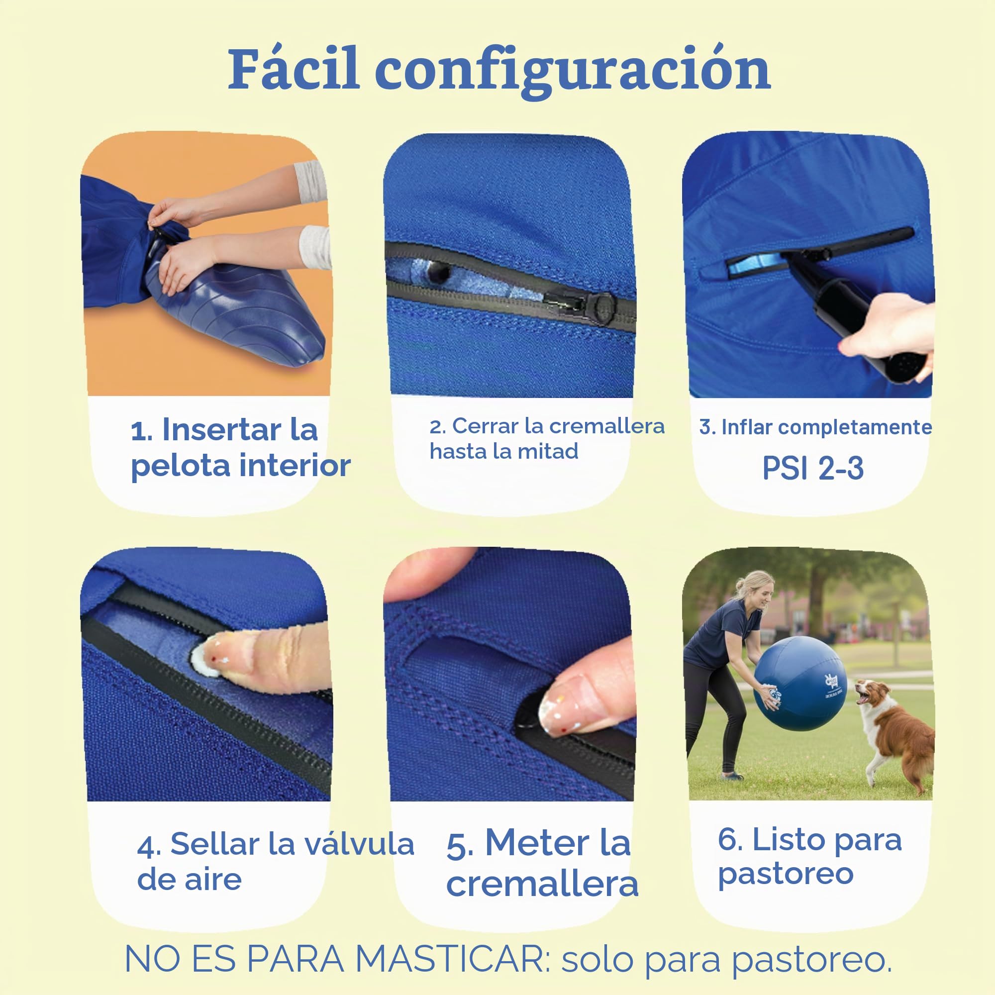 Race&Herd Pelota de pastoreo para Perros, Talones Azules, Bola de Caballo y Cubierta de Pelota, Bola para Caballos Grande con Bomba de Mano, Bolas de Caballo para Jugar Pelota de daño