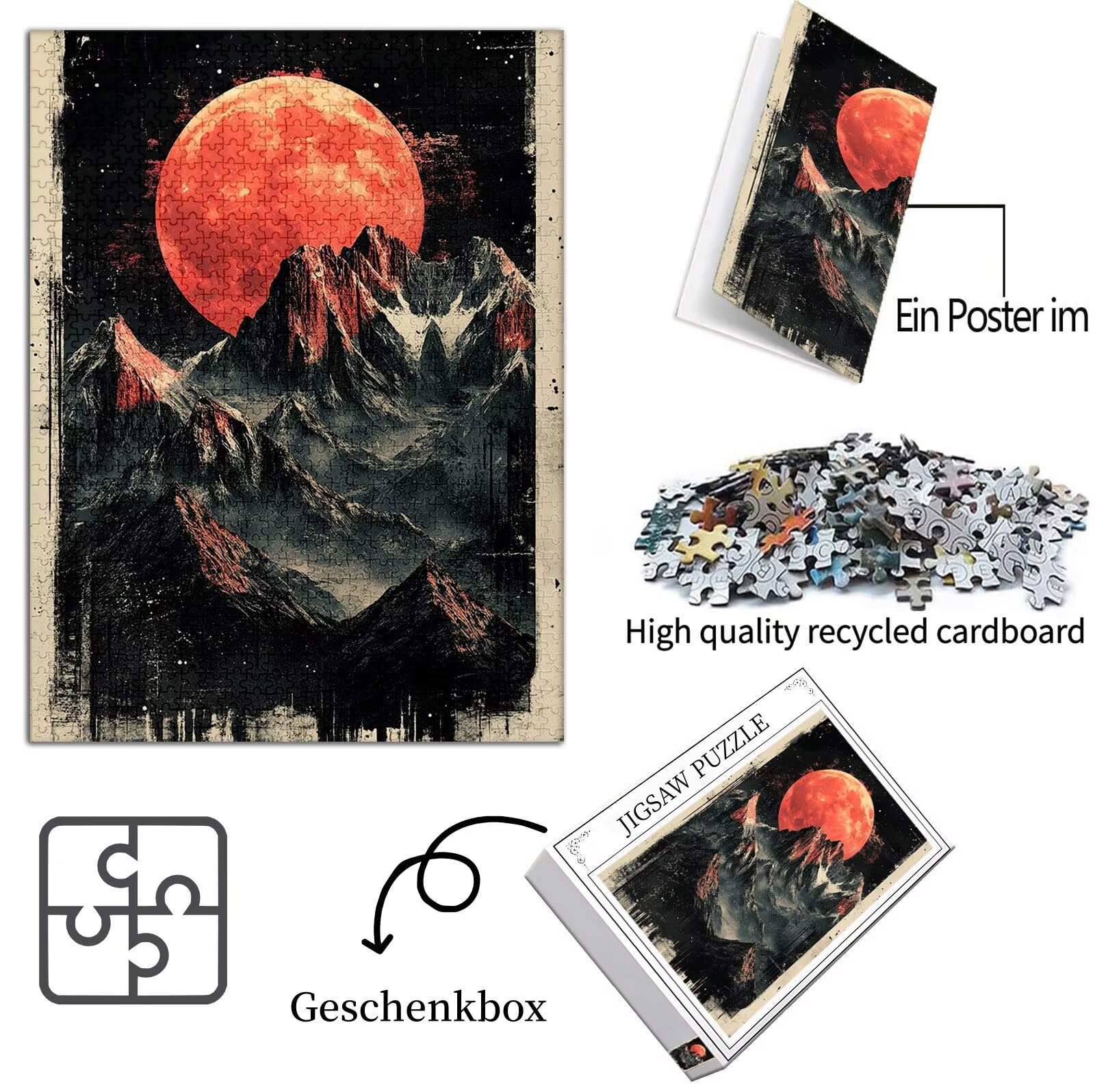 Japoński styl Puzzle 3000 sztuk, 5D DIY Puzzle Słońce Puzzle dla dorosłych i początkujących od 14 lat, układanki logiczne Relaks i inteligencja, wystrój pokoju na ścianę, prezent dla kobiet, 122 x 81