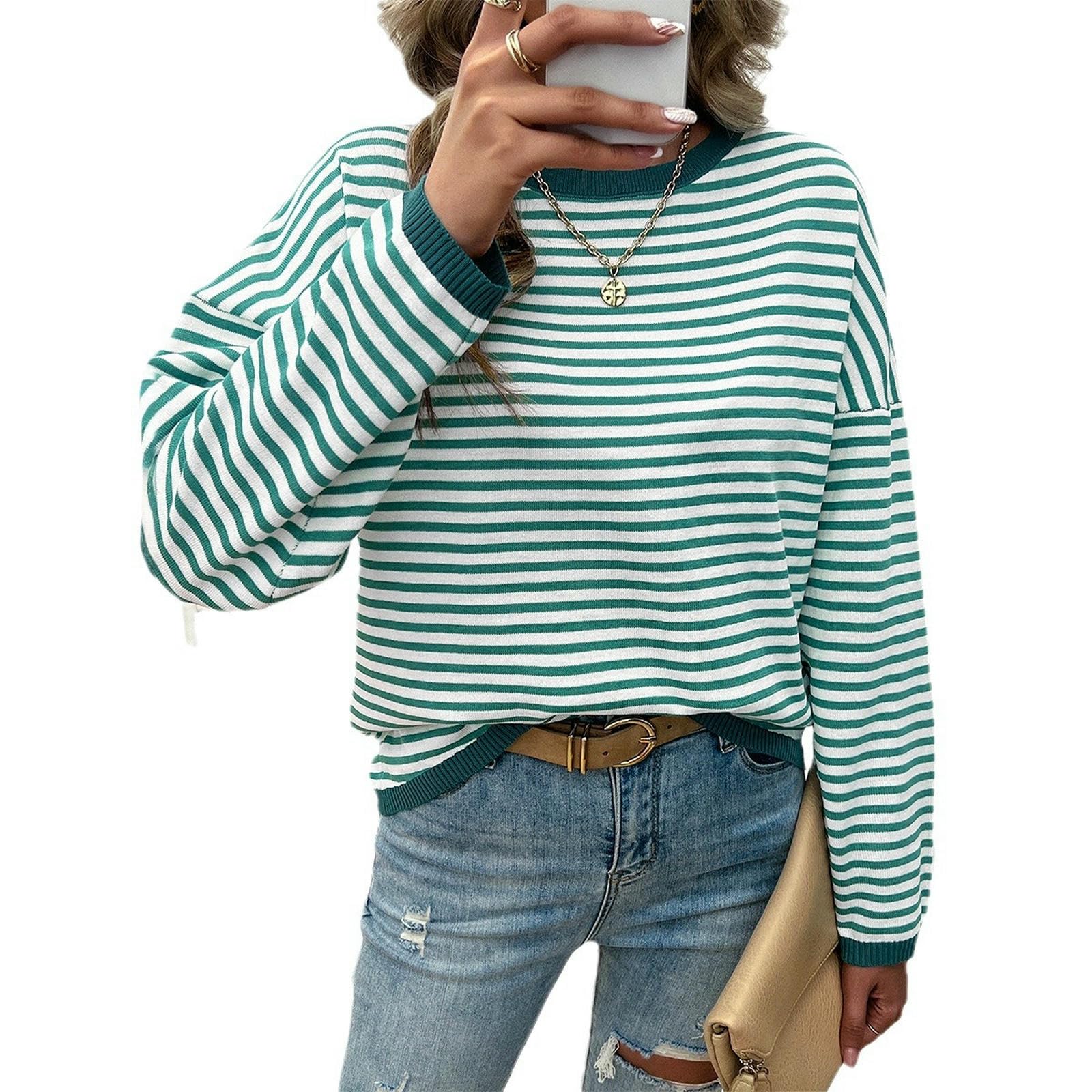 Maglioni da Donna Top Autunnali E Invernali Femminili, Eleganti A Strisce Rottate Casual, Autunno Inverno