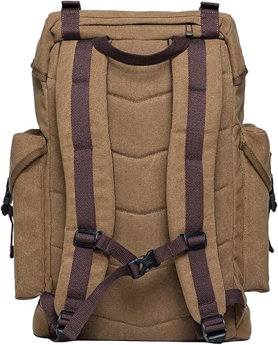 Miniatura 5 de KAUKKO Mochila vintage casual de lona y cuero, 18-lona caqui, Mochilas de mochila