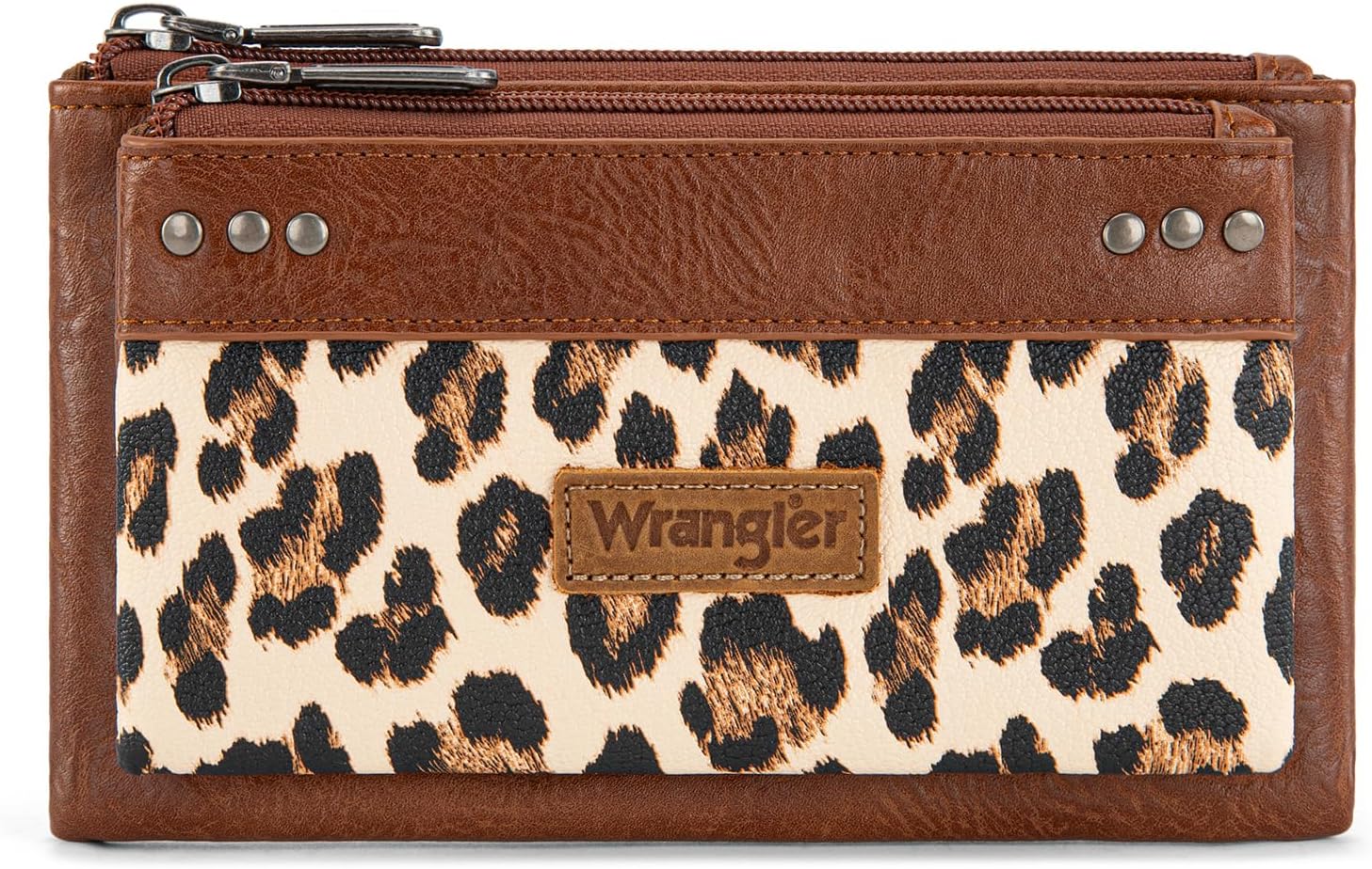 Montana West X Wrangler Brown Wallet Women Double Zipper Pocket Wallet with Rfid Blocking Large Phone Western Women's Wallets Card Cases & Money Organizers