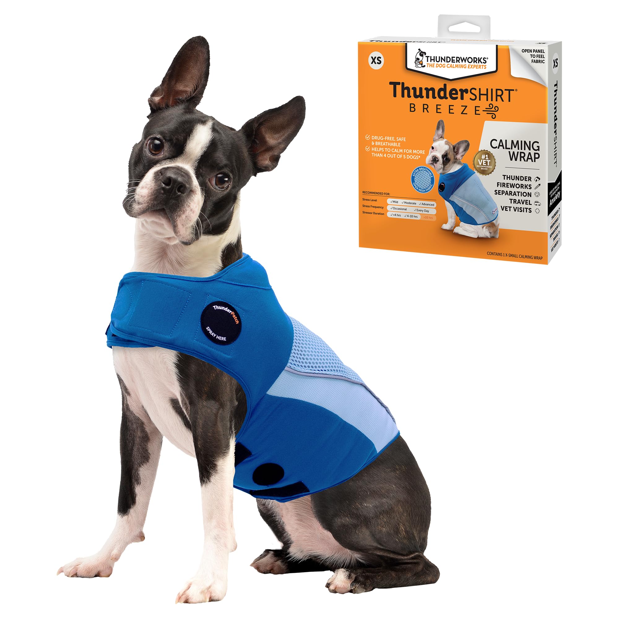 ThunderShirt Breeze for Dogs, X-Small, Sky Blue, Extra Breathable Mesh Fabric, Dog Anxiety Relief Vest for Every Day Stress & Calming During Thunder Storms and Fireworks โ image 1