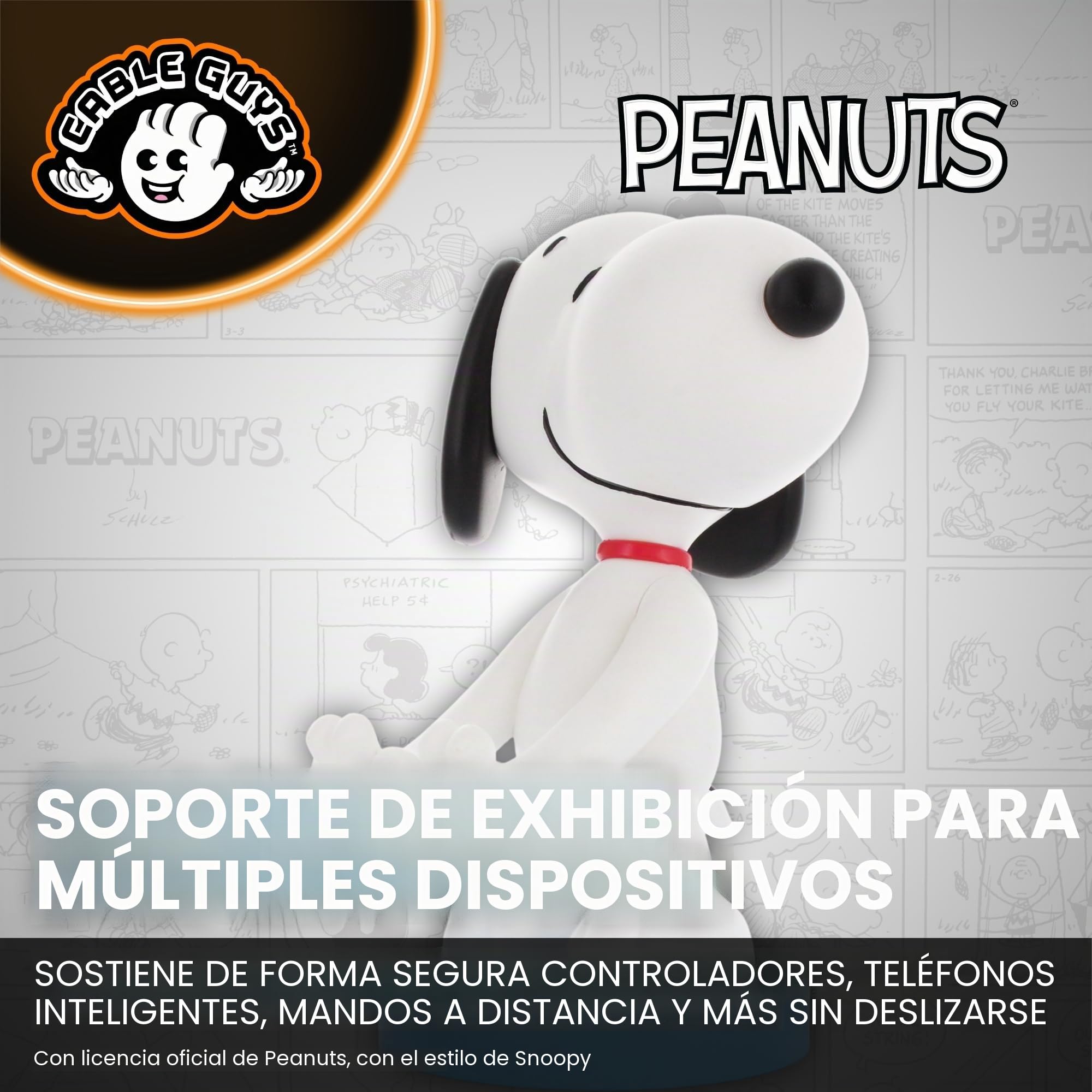 Cableguys Peanuts Snoopy Soporte Mando y Movil - Figuras Soporte para movil y Mando, Compatible con Xbox, PlayStation y la mayoría de mandos estándar, Accesorios Escritorio para Setup Gaming