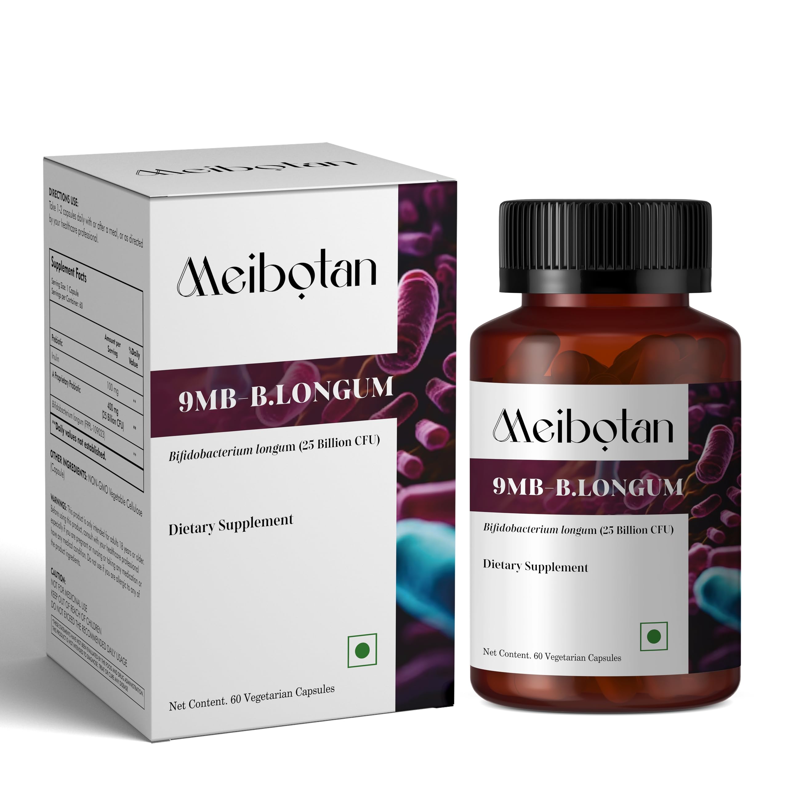 Meibotan Bifidobacterium Longum 25 Billion Support Digestion & Immunity | For Both Men & Women- 60 Veg Capsules-image-19