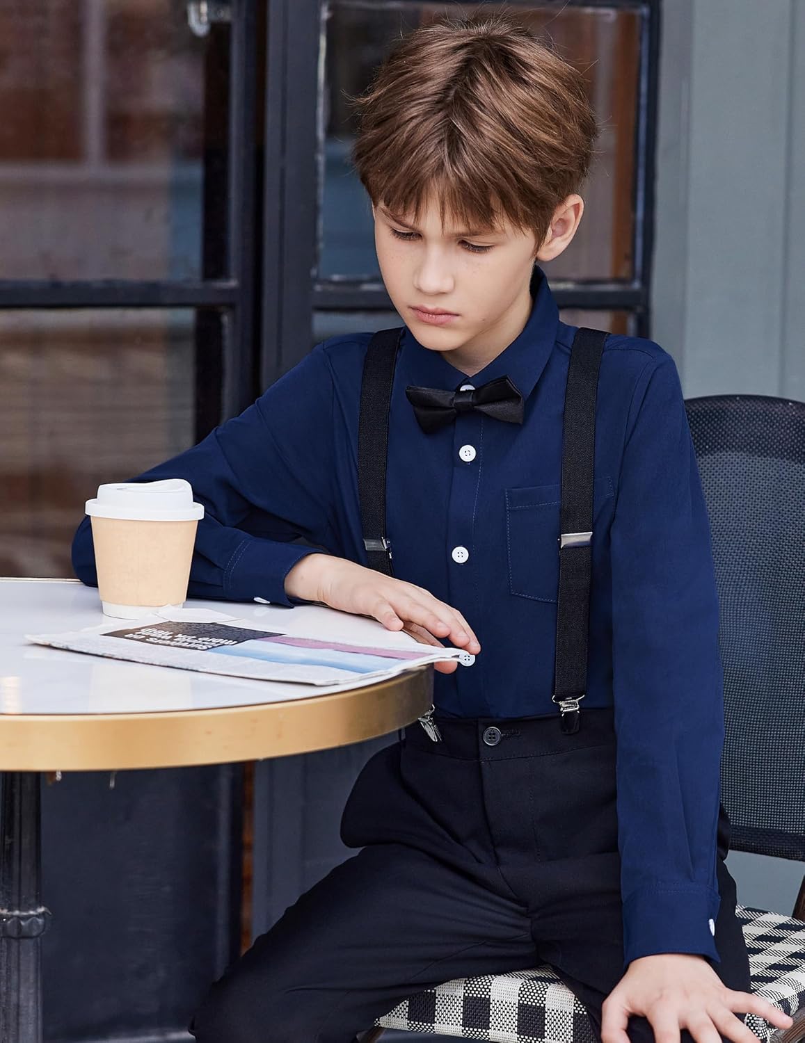 Arshiner Boys Long Sleeve Dress Shirt Button Down Shirt School Uniform Formal Shirt with Chest Pocket Size 5-12 Years - Image 3