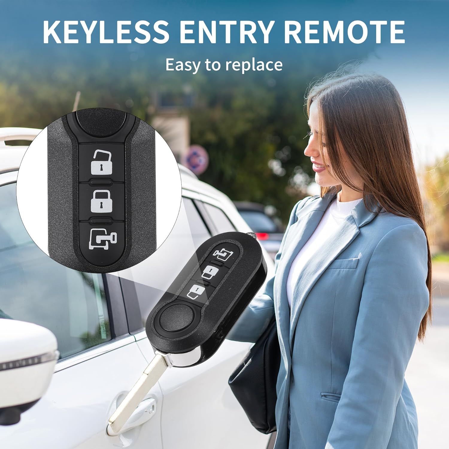 Keyless Entry Remote for Fiat 500 2012-2017 433Mhz HYQ14AHK 3 Button Reusable | Control Replacement Car Key Fob 1 Pcs for Ram ProMaster City 2015-2021 Mini Van