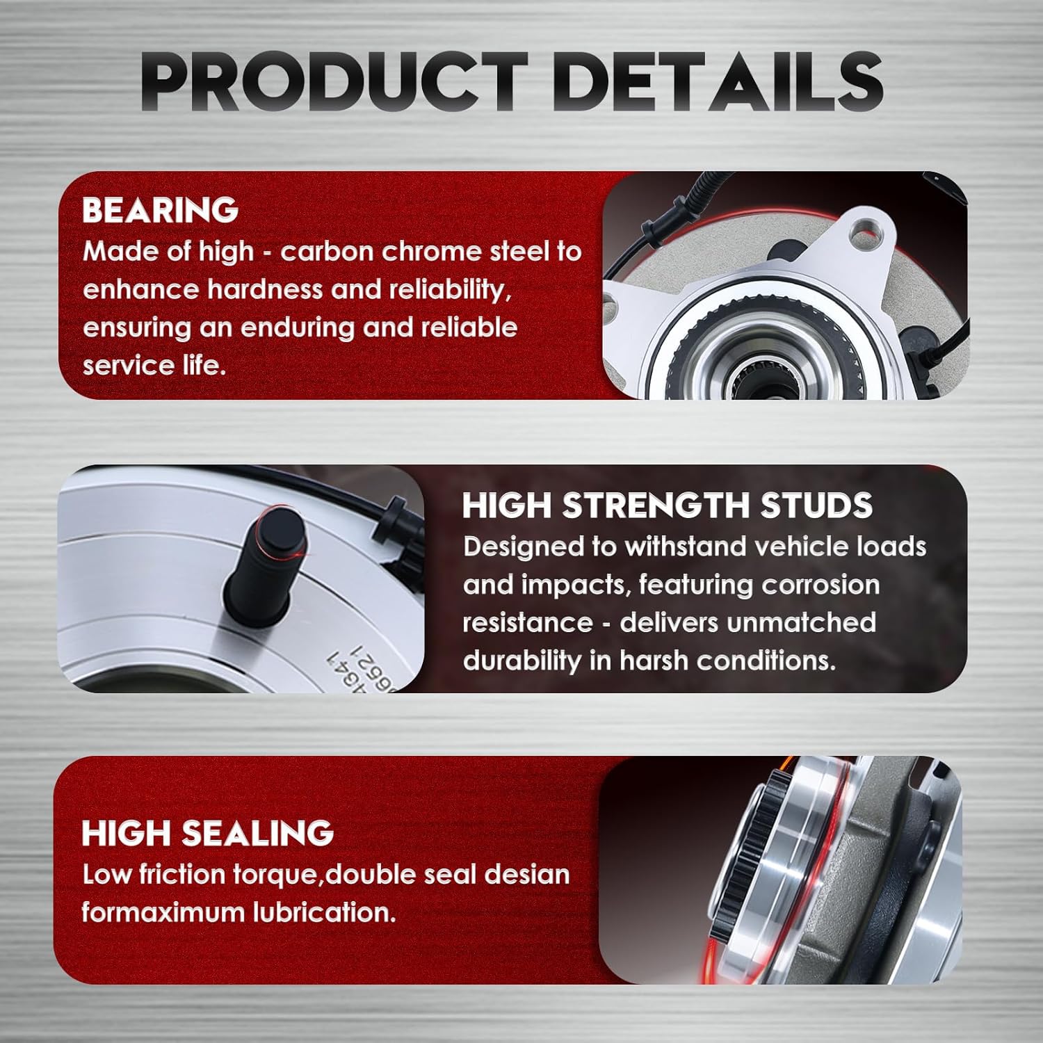 4WD Front Wheel Bearing Hub Assembly Compatible with Ford F-150 Expedition 2011 2012 2013 2014, Lincoln Navigator 2011-2014, Front Wheel Bearing Hub 515142, 6 Lugs w/ABS - Image 4