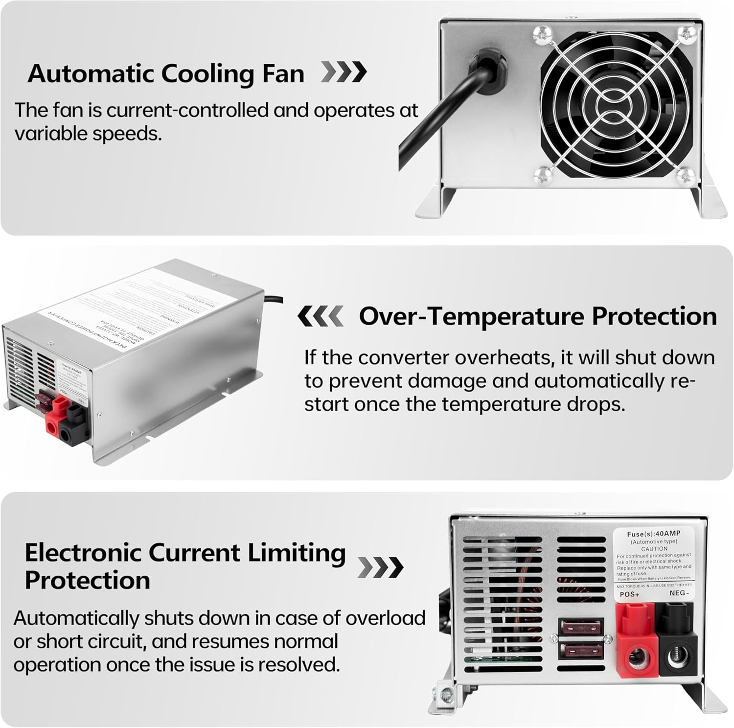 𝐔𝐩𝐠𝐫𝐚𝐝𝐞 WF-9865-AD 65 Amp RV Power Converter Charger, Replace for RV Camper WF-9800 Series, WF-9865, WF-9865-AD, for Lead-Acid/Lithium Battery Three-Stage Charge Rv Converter 65 Amp