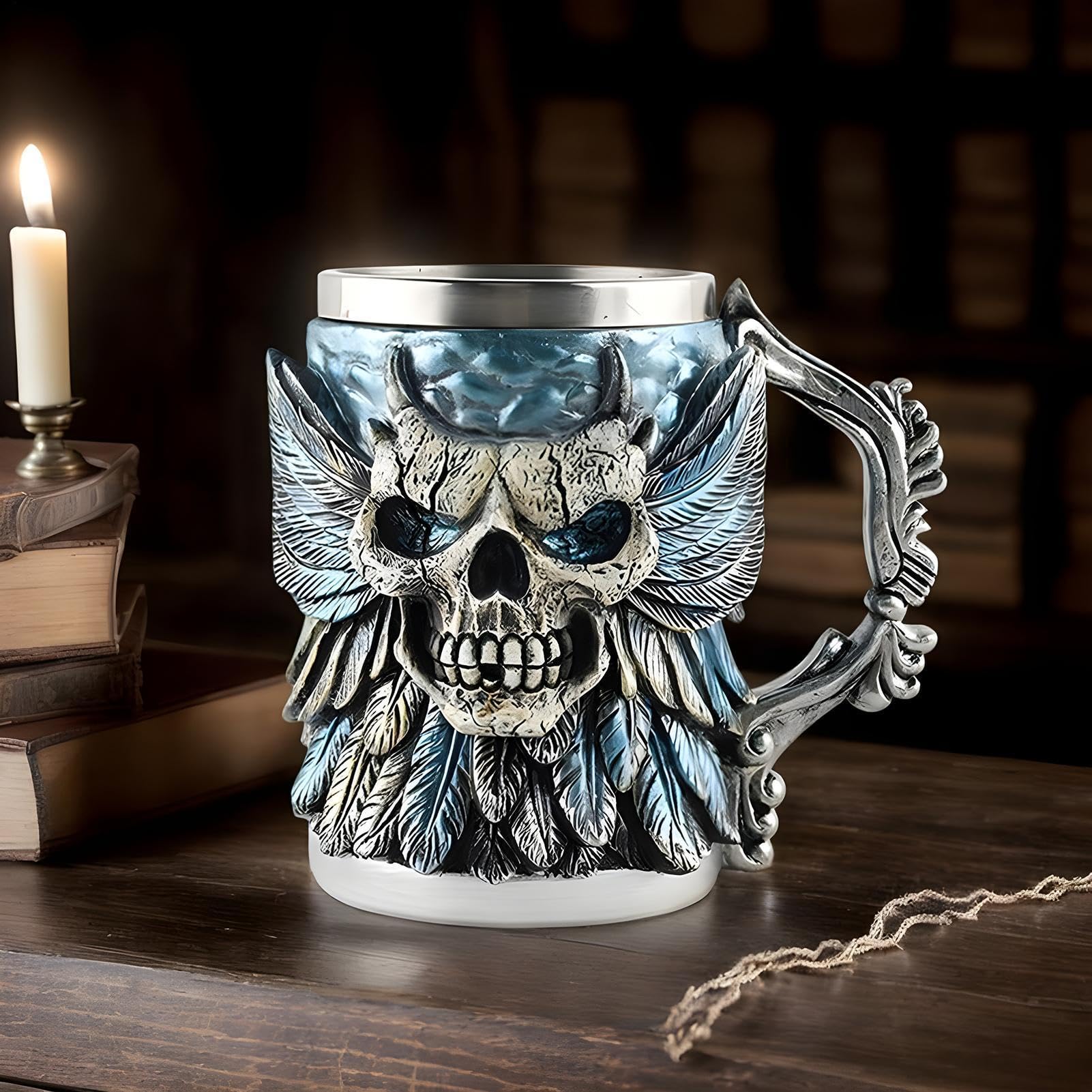 Generisch Tasse à café 500 ml motif squelette d'Halloween en résine