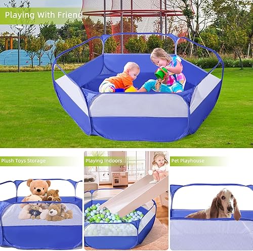 Miniatura 3 de TRENDPLAY Piscina de bolas plegable para niños de 4 a 8 años. Fomenta el juego activo y la imaginación (bolas no incluidas), color azul