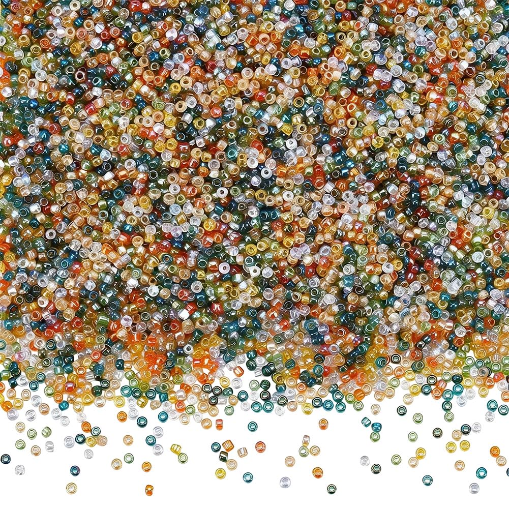 SOFPLATE 1 Box about 6600pcs 2mm Glass Seed Beads 12/0 Colorful Seed Beads 100g Round Small Pony Balls for Jewellery Making Supplies DIY Earrings Bracelets Necklaces Rings Eyeglass Chains Crafts Adult