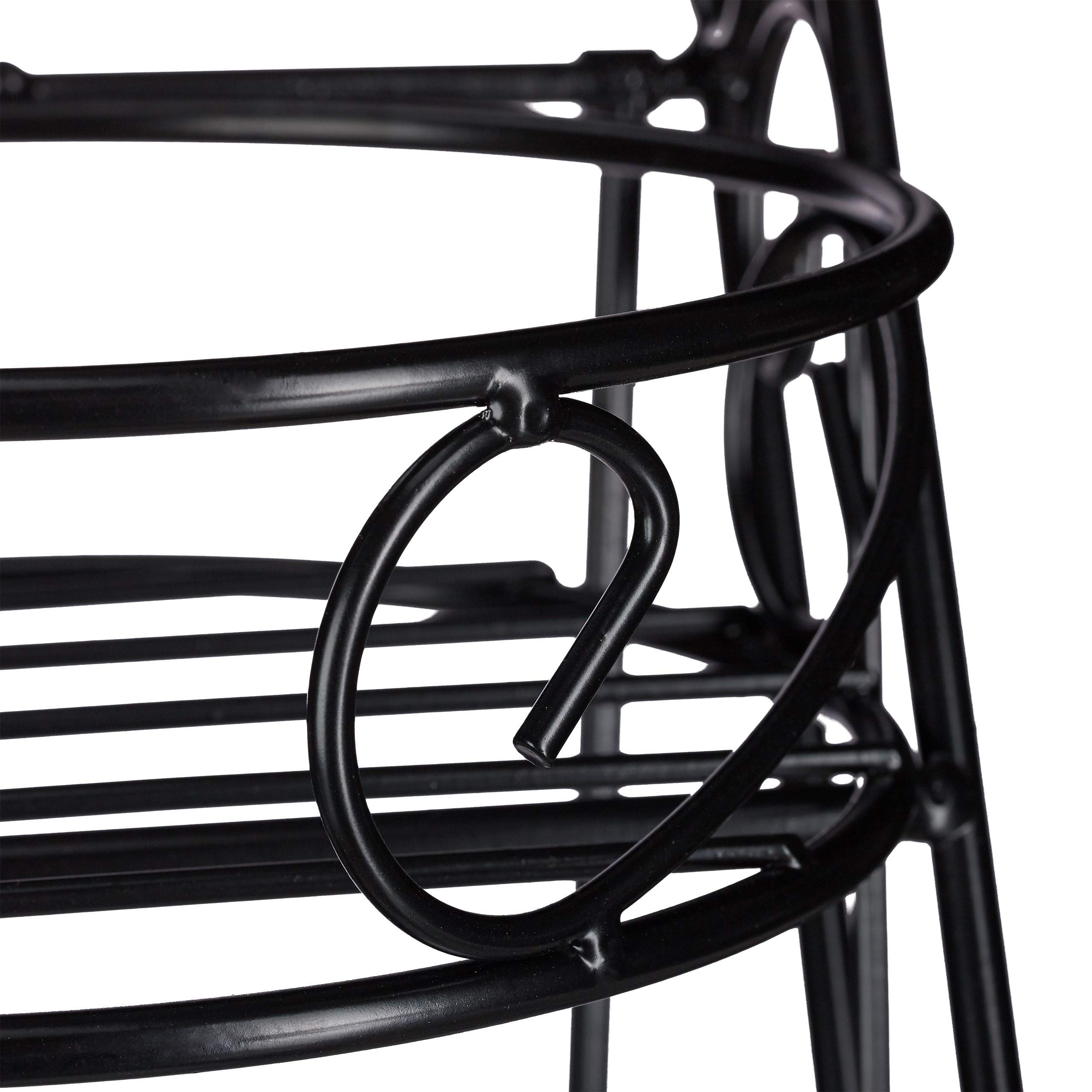 Relaxdays, noir Escalier métal 3 niveaux, Support pot de fleurs, Étagère pour plantes rond 53,5 x 20 x 45,5 cm