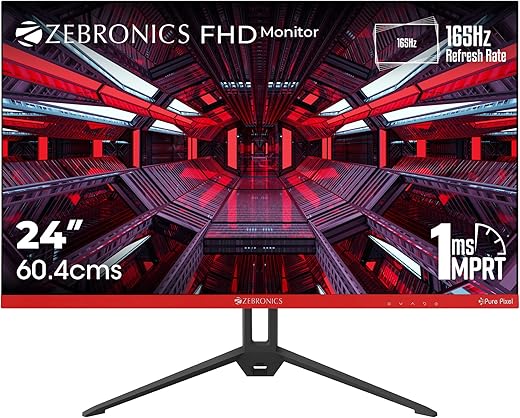 ZEBRONICS 24 inch 165Hz Gaming Monitor with FHD 1080p, IPS Panel, 1ms MPRT, HDR10, Free sync Support, HDMI, DP, 250 Nits max, 16.7M Colors,…