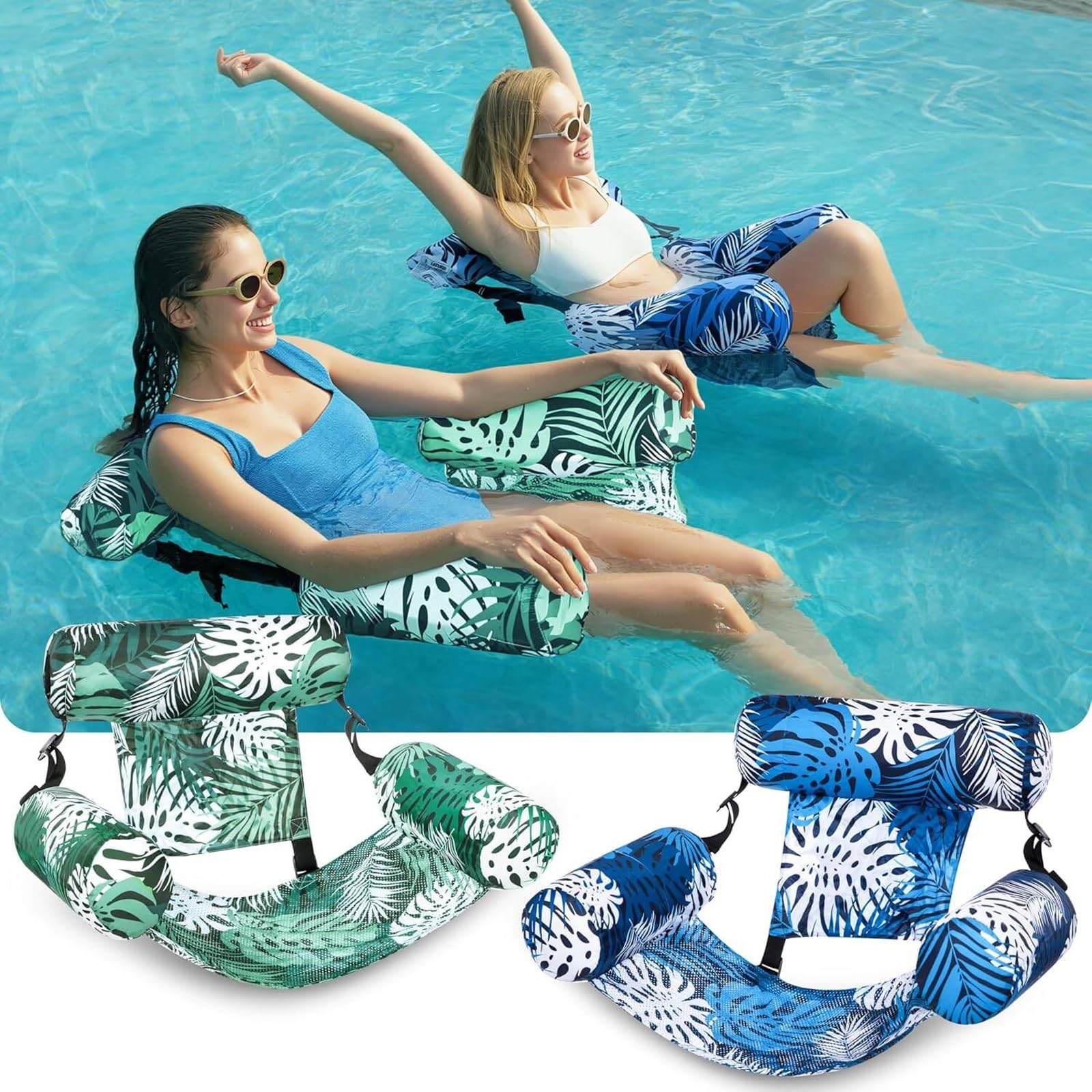 Bouée Piscine, Fauteuil Gonflable Piscine | Appui-tête Réglable, Léger et Portable, pour S'amuser Dans L'eau ou À la Plage
