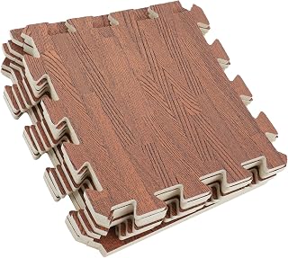 Healifty 10pcs Interlocking Eva Foam Floor Mats with Wood Grain Pattern, Noise-reducing and Protective Exercise Flooring Puzzle Mats for Gyms and Home Workouts, Non-Slip and Sturdy