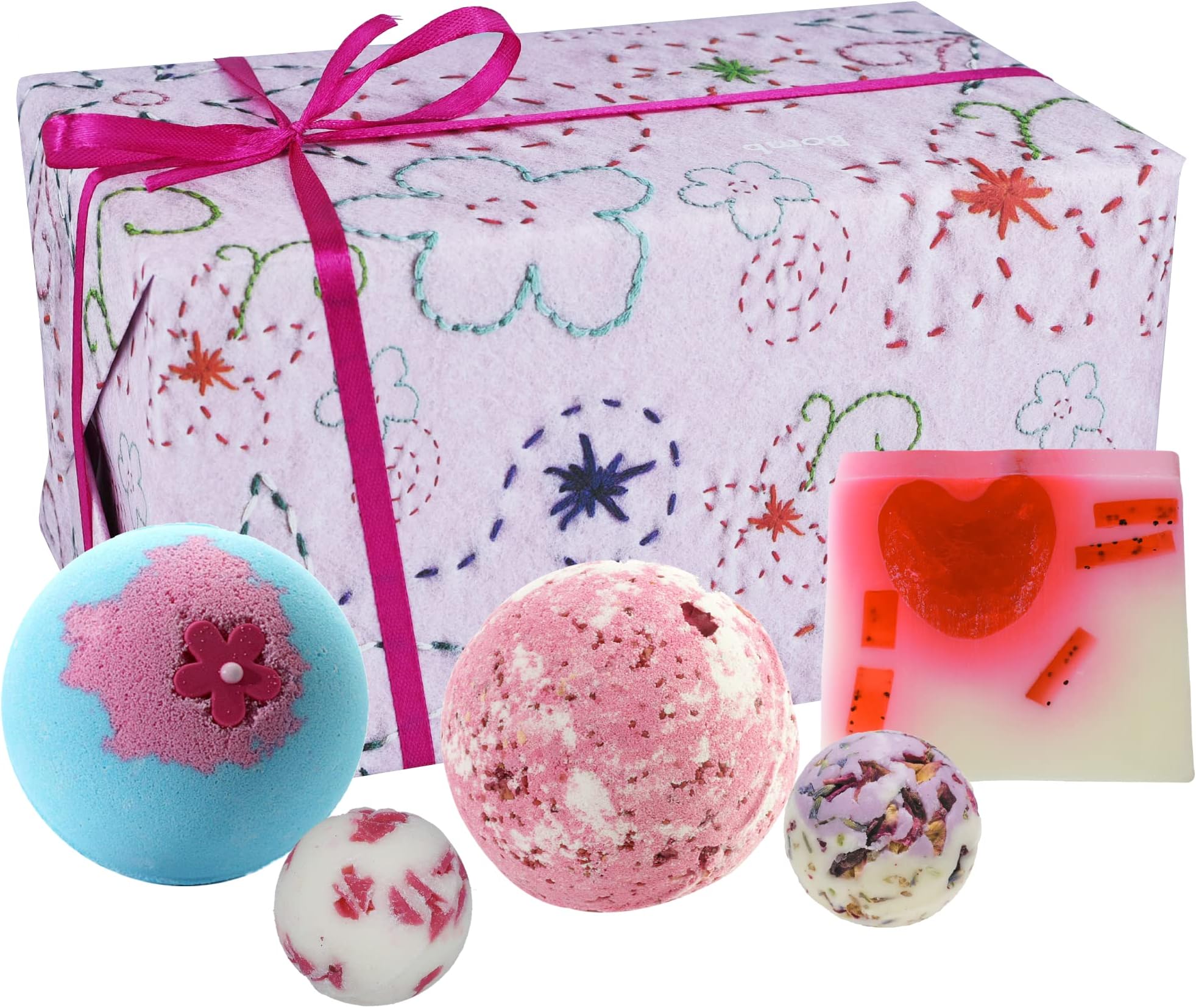 Bomb Cosmetics Pretty in Pink Handmade Wrapped Bath & Body Gift Pack, Contains 5-Pieces, 480 g