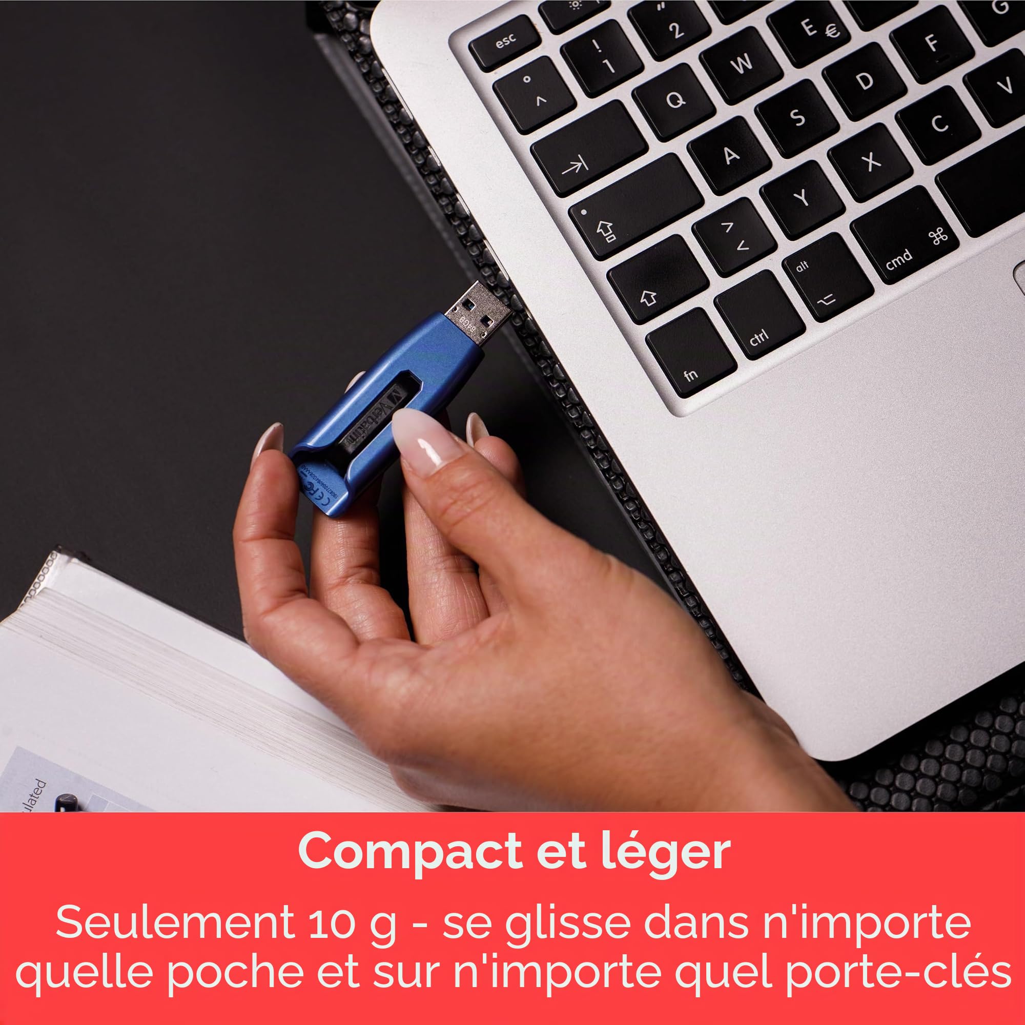 VERBATIM Clé USB Store 'n' Go V3 MAX I USB 3.2 Gen 1 I 128 Go I avec mécanisme coulissant I Interface SuperSpeed I Stockage externe pour ordinateurs portables, etc. I Bleu / Noir