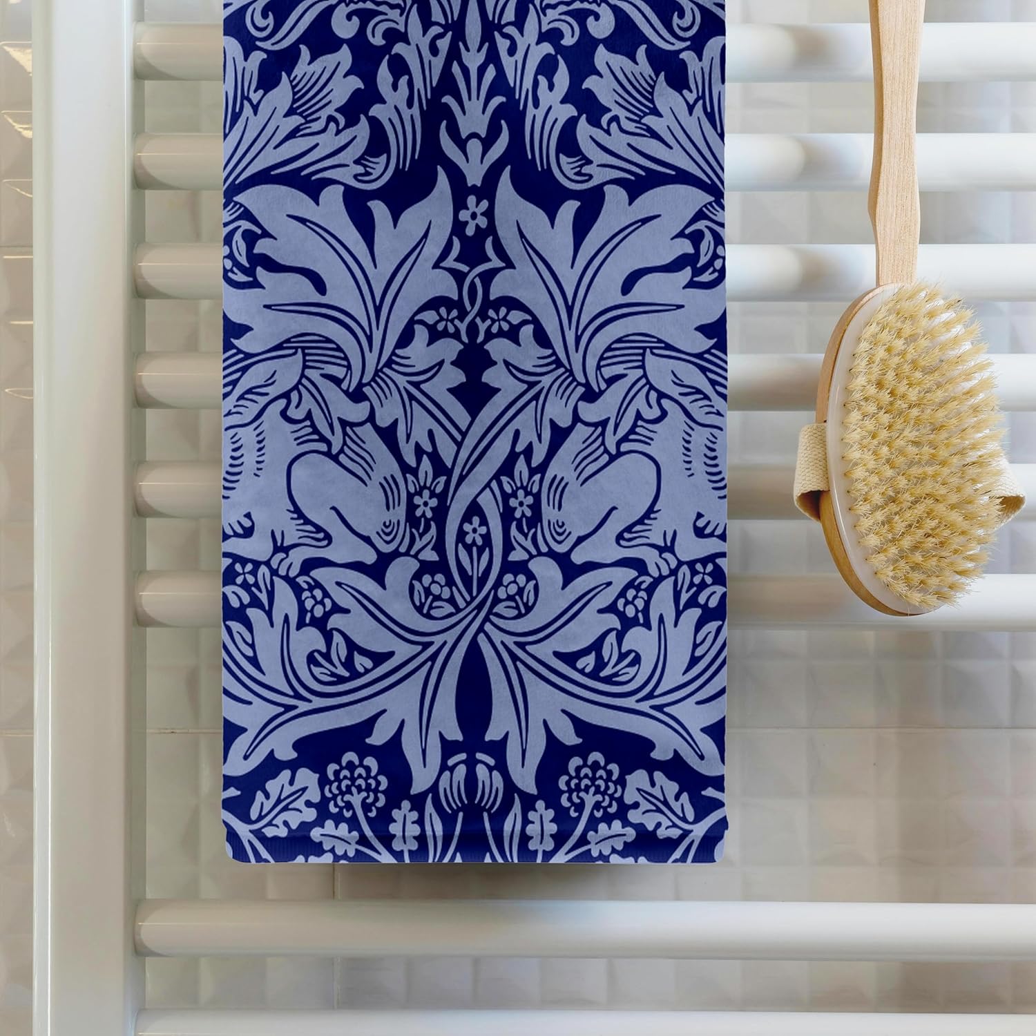3dRose William Morris Brer Rabbit Chintz in Two Tone Blue 22x30 Bath Hand Pool Towel