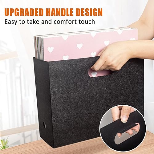 Miniatura 5 de Organizador plegable de almacenamiento de papel para álbumes de recortes, 12 x 12 pulgadas, organizador de archivos de plástico, negro, paquete de 3