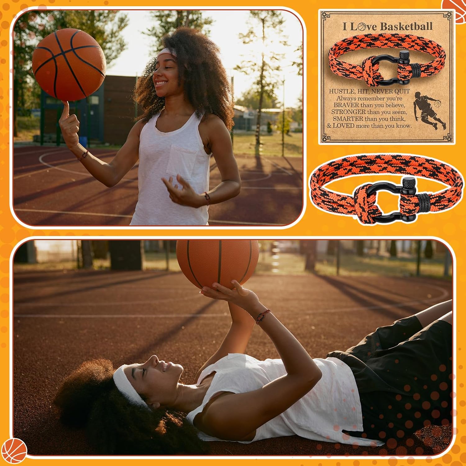 Tondiamo 12 Pack 2026 Senior Basketball Team Gifts Bulk Adjustable Woven Bracelets Bow Shackle Senior Night Basketball Gifts Sport Party Favors for Coach Player Teen Man Women Game Day - Image 5