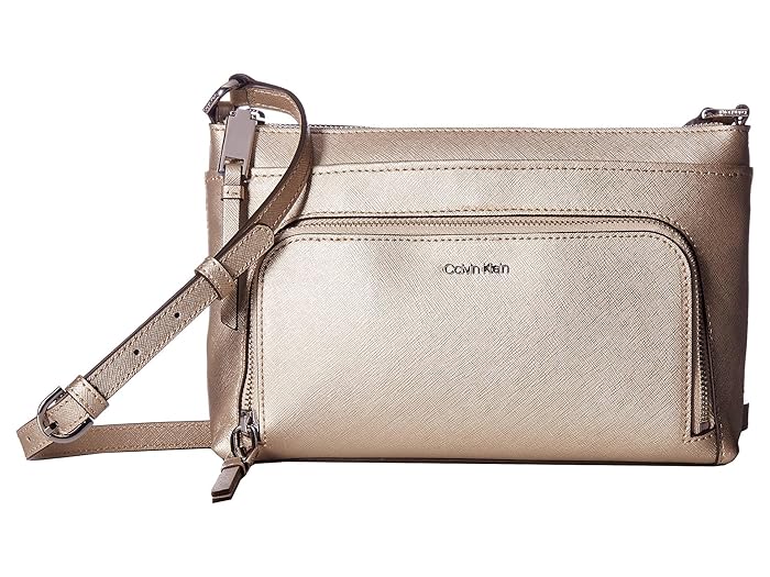 Calvin Klein Key Item Saffiano Leather Top Zip Crossbody