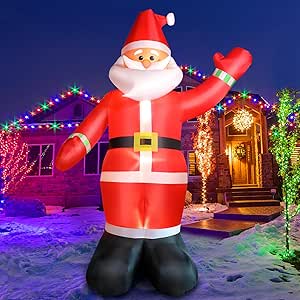 Père Noël Gonflable Géant 3,3m Avec Cheminée - Déco Noël Extérieur Lumineuse