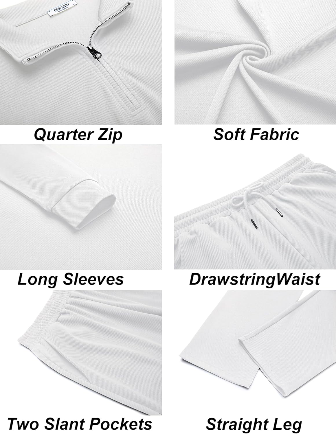 COOFANDY Men's Tracksuits 2 Piece Casual Athletic Sweatsuit Quarter Zip Pullover Long Sleeve Running Sport Outfits - Image 6