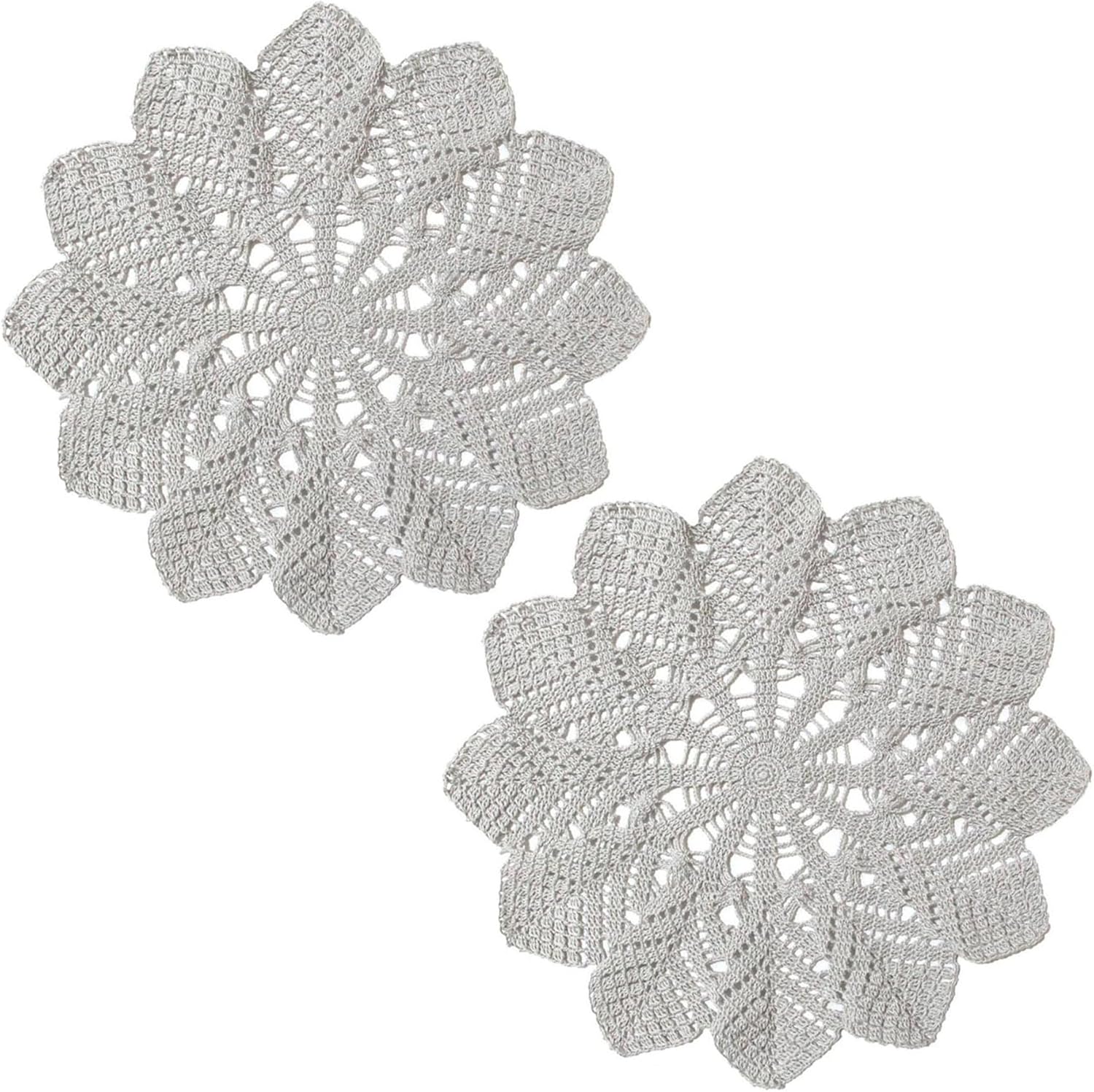 BIBITIME Leaves Flower Lace Doilies Floral Table Decor Scarf Handmade Crochet Knitted Table Coasters Place Mats (16 in to 18 in,2 PCS, Red)