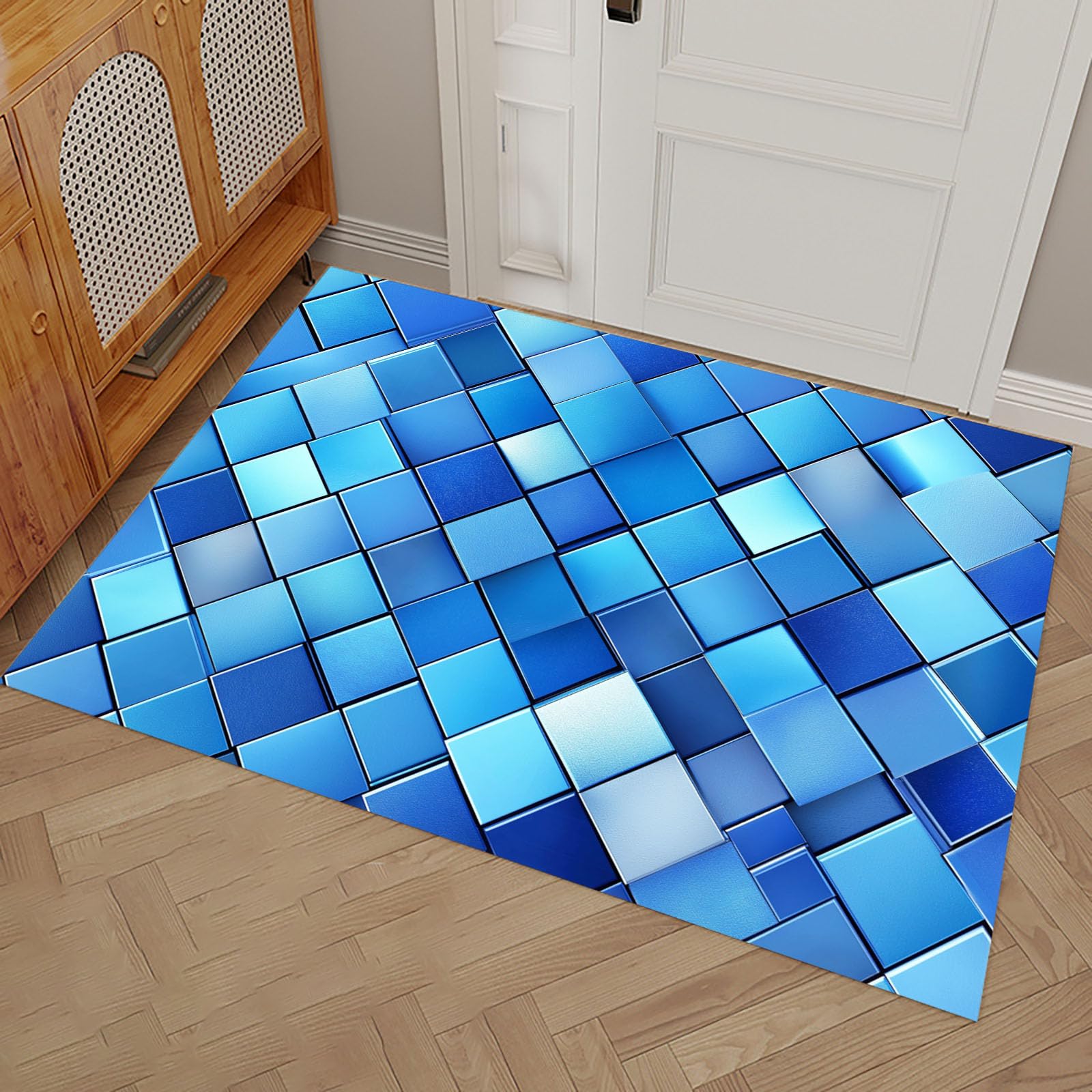 Paillasson intérieur pour entrée propre | Tapis de sol bleu pour chien