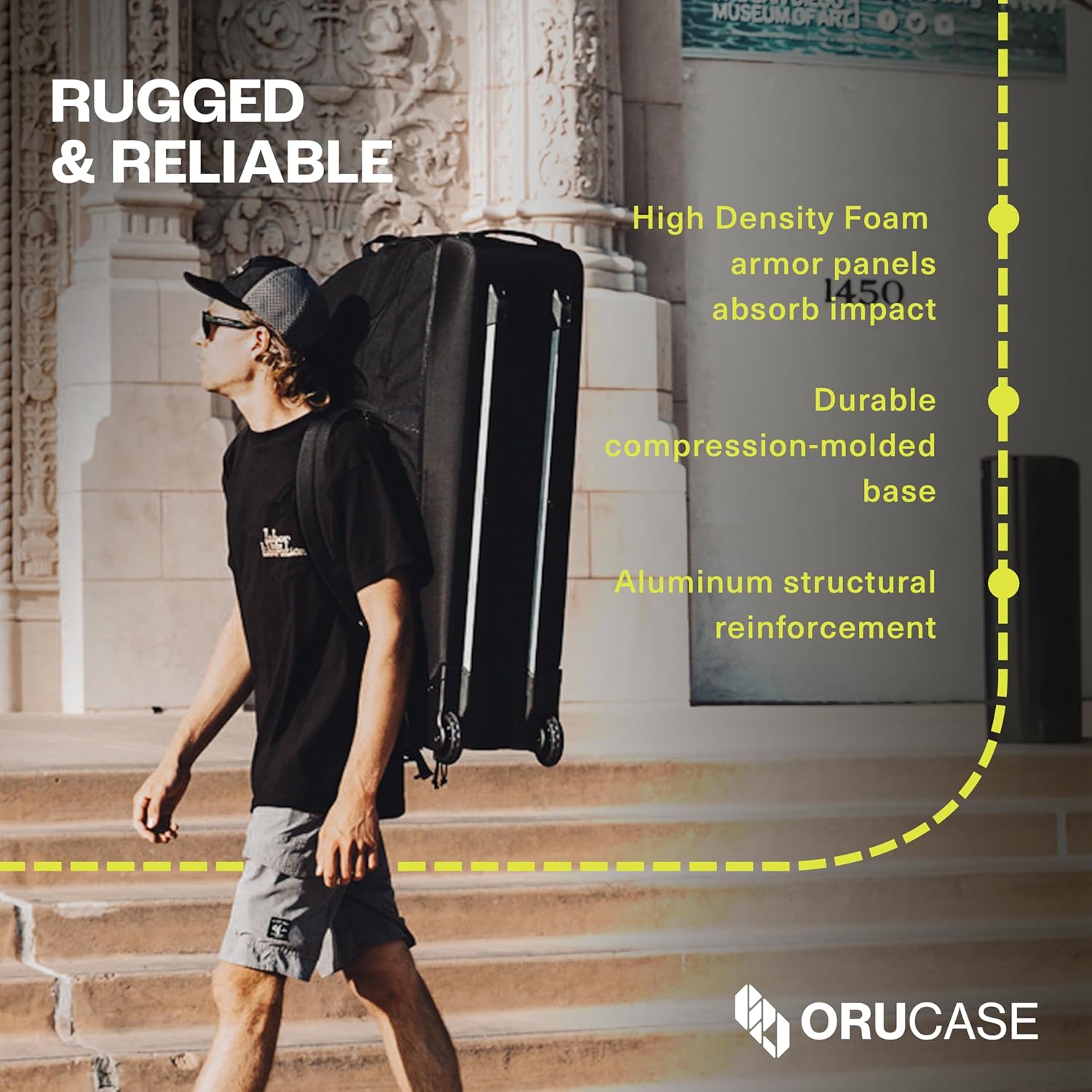 ORUCASE B2-R Bike Travel Case - Compact, Ultra Light Road Bike Travel Bag - Black Bike Case for Air Travel - (Fits Most 56 cm Road/Gravel Frames) with Wheels, Backpack Straps