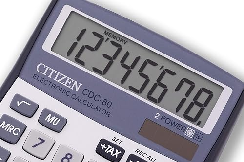 Miniatura 2 de Citizen CDC80 Designline - Calculadora de escritorio (4.252 x 5.315 x 0.945 in), color plateado