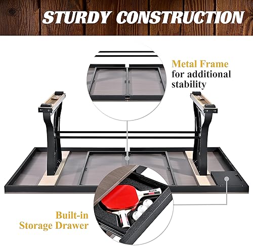 Miniatura 6 de Barrington Billiards Coventry - Mesa de ping pong para interiores, mesa de comedor 2 en 1 de 7 pies con red de metal, paletas y pelotas incluidas