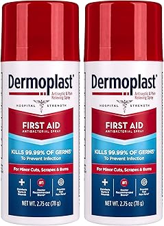 DermoplastFirst Aid Spray, Analgesic & Antiseptic Spray for Minor Cuts, Scrapes and Burns, 2.75 Ounce (Packaging May Vary) (Pack of 2)
