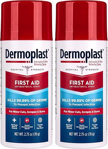 Dermoplast Spray de primeros auxilios, analgésico y antiséptico para cortes menores, rasguños y quemaduras, 2.75 onzas (el embalaje puede variar)