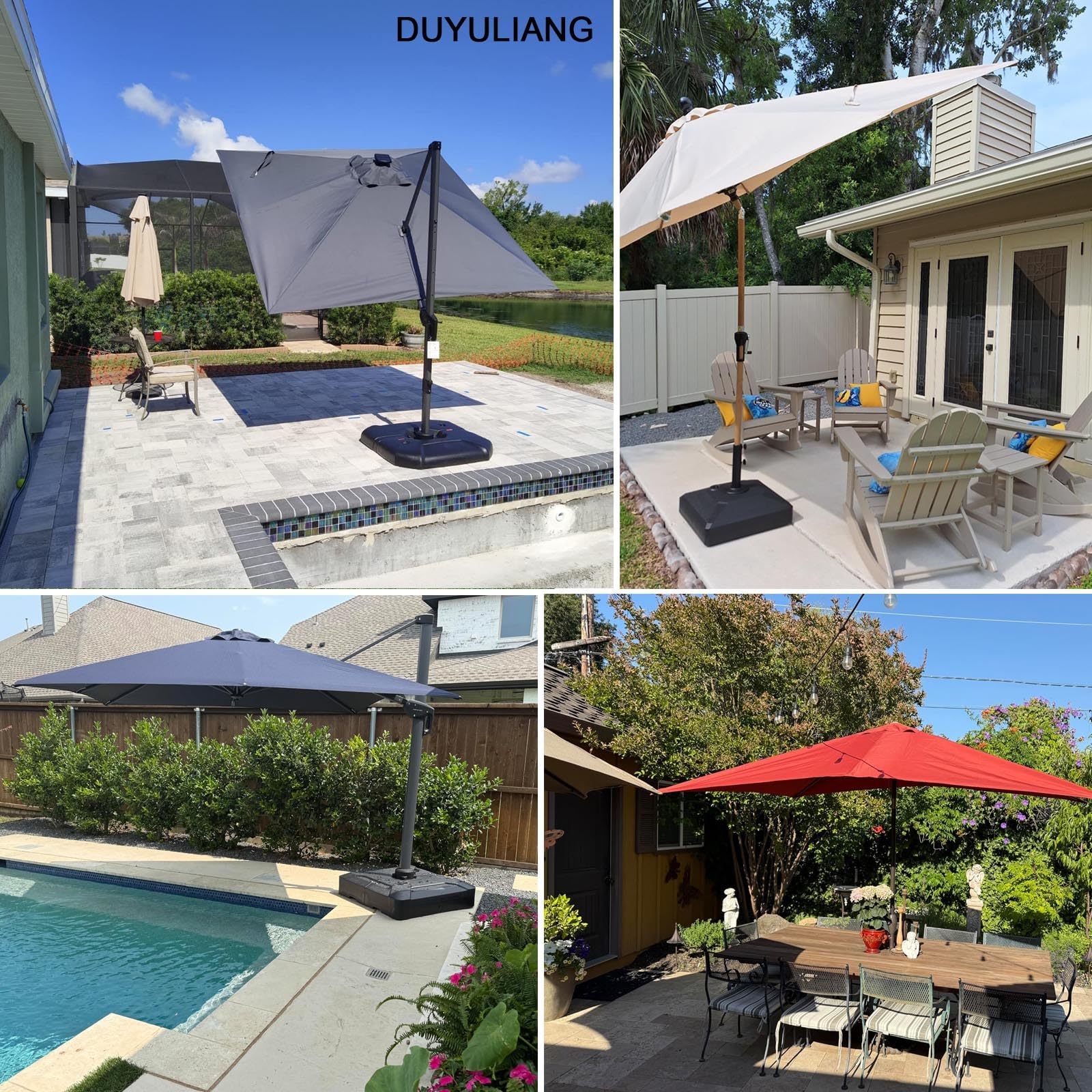 Parasol De Terrasse Rectangulaire, Auvent De Remplacement Pour Parapluie, 300x200 200x200 300x300cm Tissu Toile De Rechange Pour Déporté Parasol, Carré Housse De Marché Imperméable Durable(Red,300X200