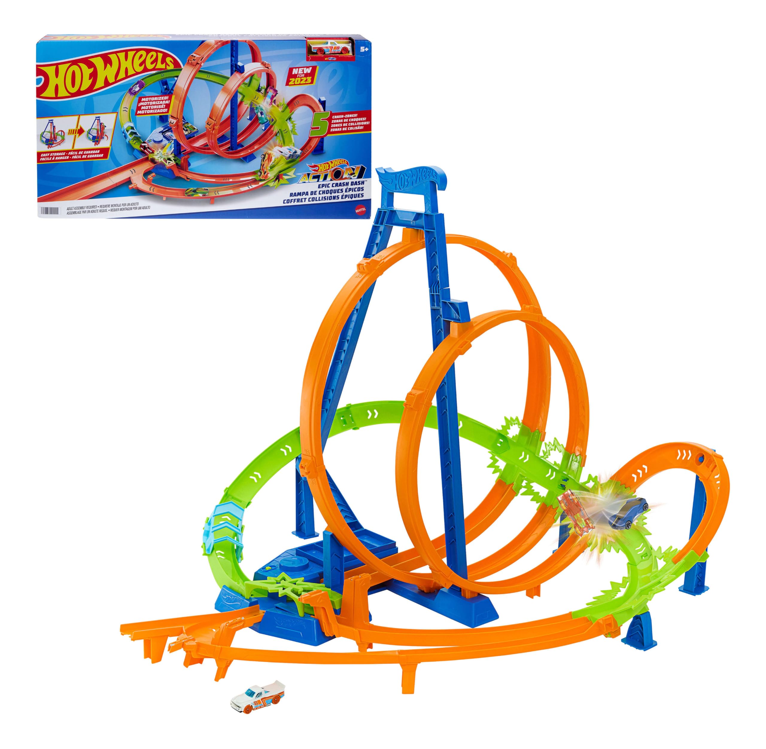 Action Epic Crash Dash Track Playset & 1:64 Scale Toy Car