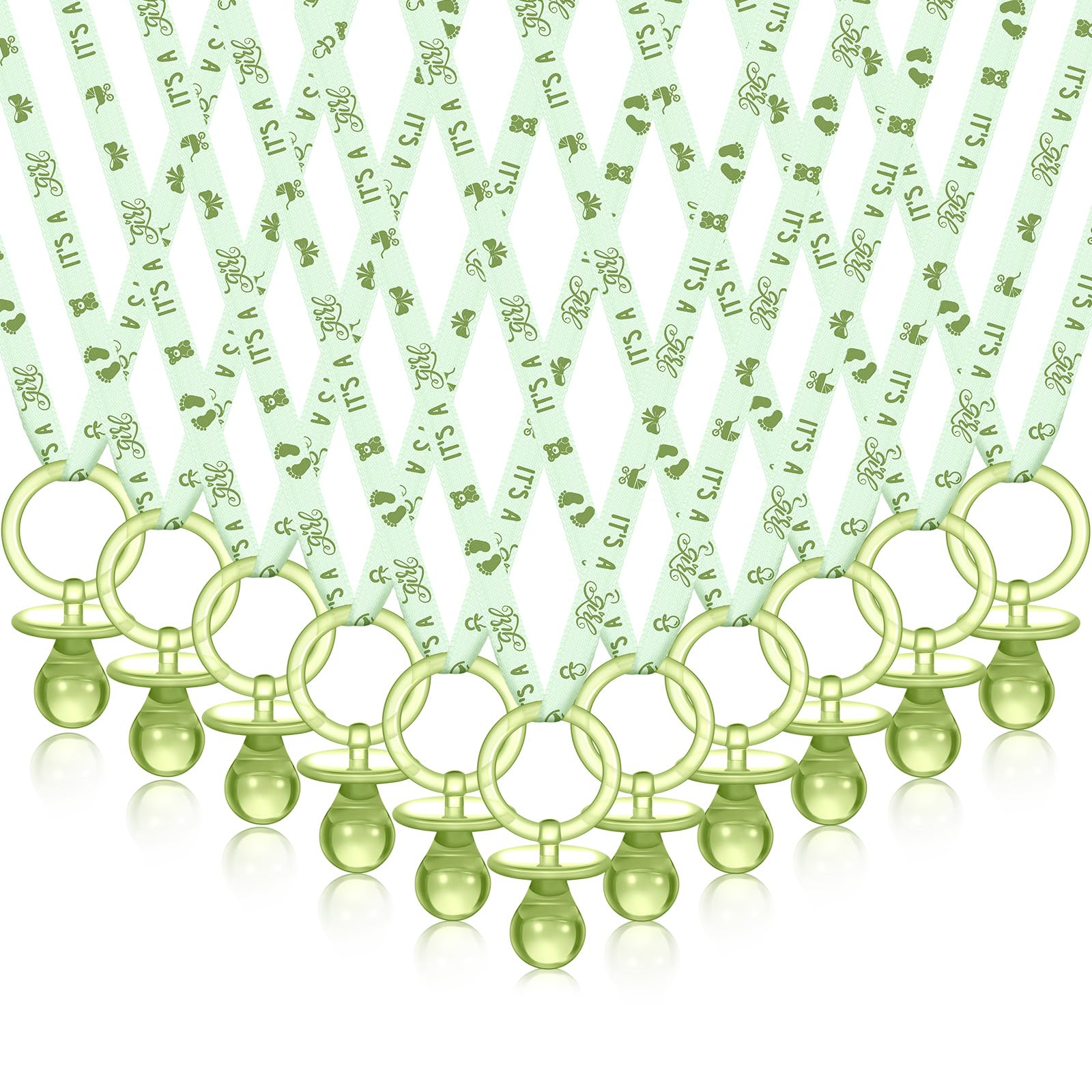 Junkin 60 Pieces Baby Shower Pacifiers Necklace Acrylic Pacifiers Necklace Charm for Baby Shower Party Favors Decorations, Women Style(Green)