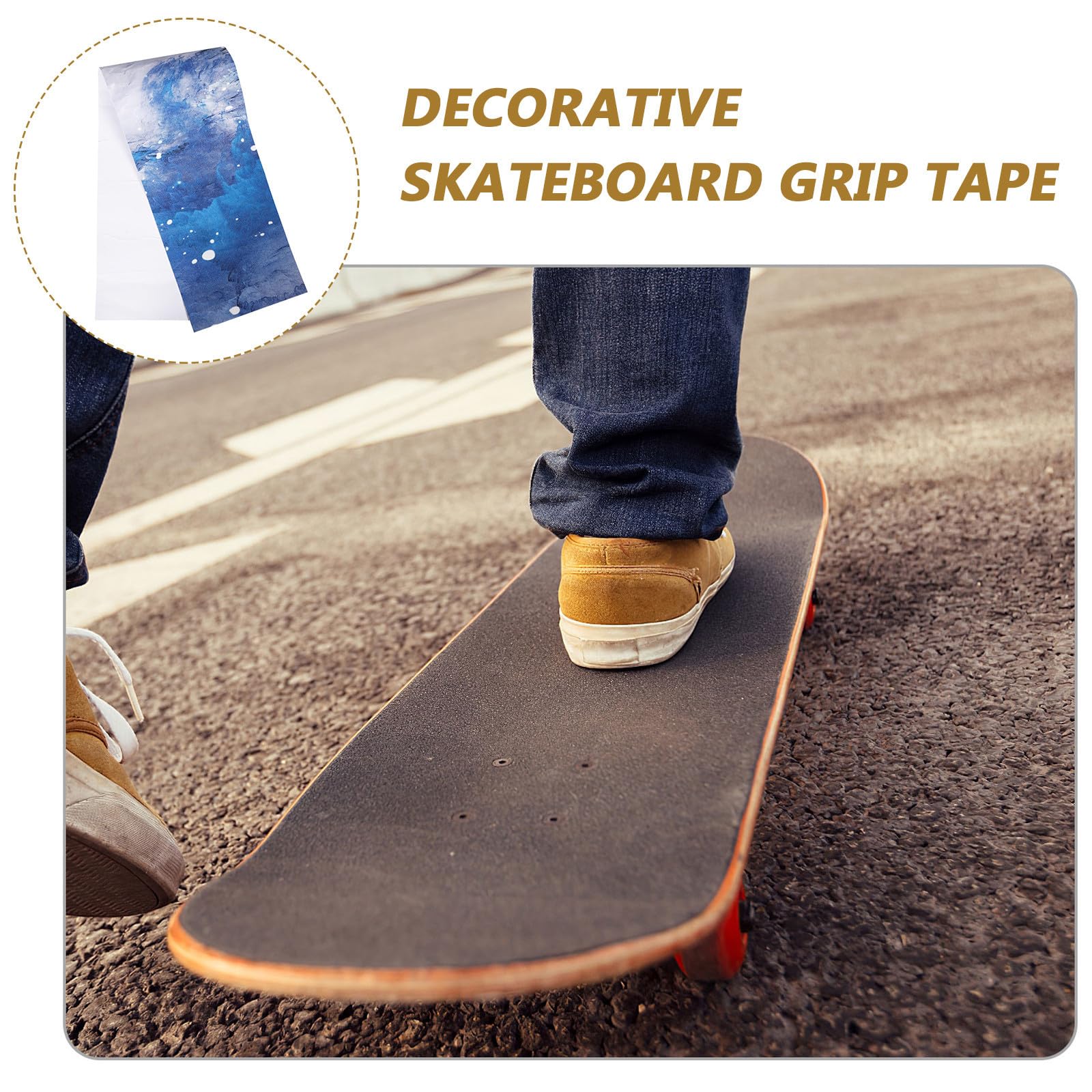 Cabilock 5 Pièces Ruban Adhésif Antidérapant Décoratif pour Skateboard | Surface en Émeri, Installation Facile, pour Riding et DIY de Votre Planche ou Trottinette