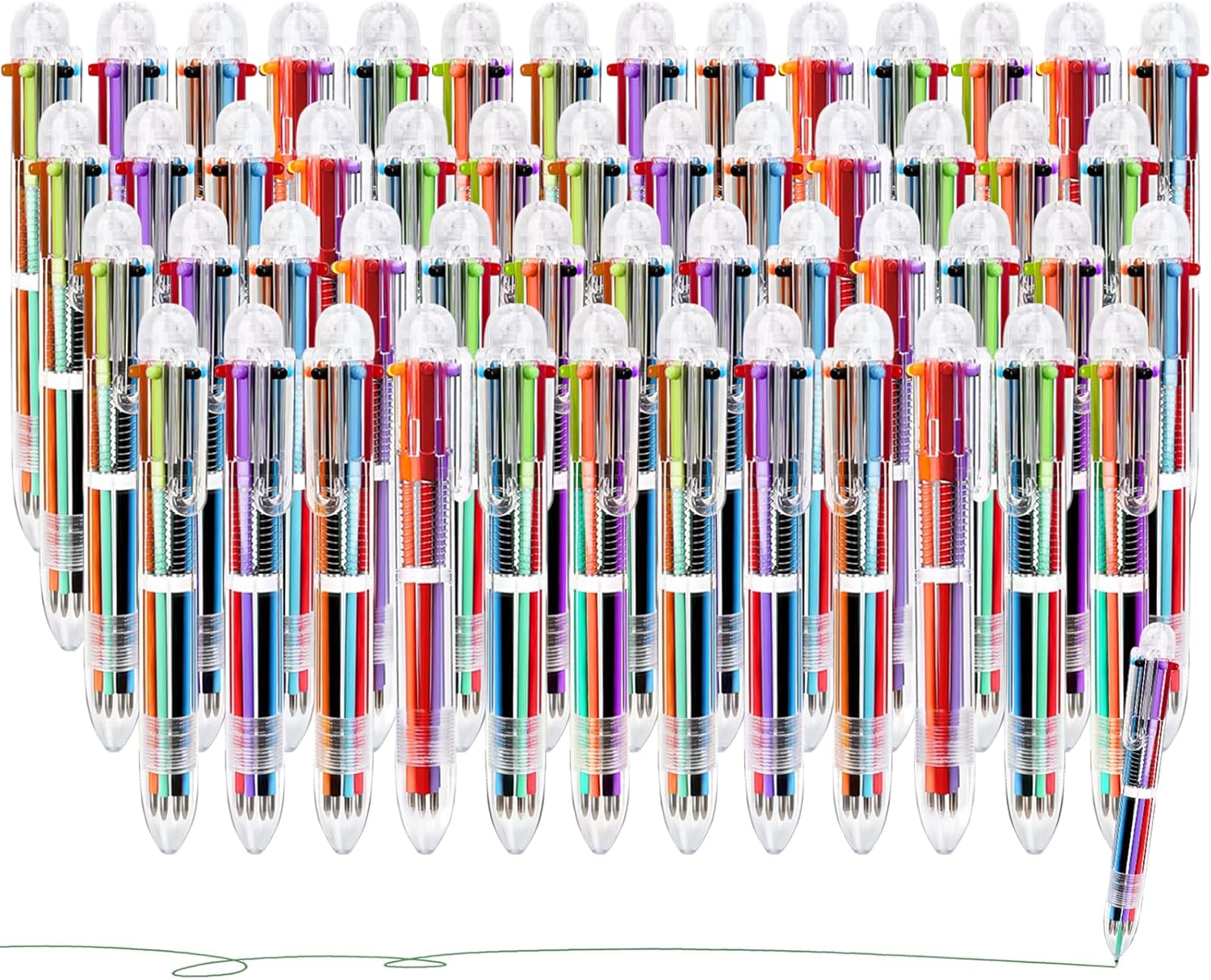 Enyeopd 100 Pack 6-in-1 Multicolor Ballpoint Pen Retractable Ballpoint Rainbow Pens for Office Supplies Valentines Day Bulk Gift for Party Favors