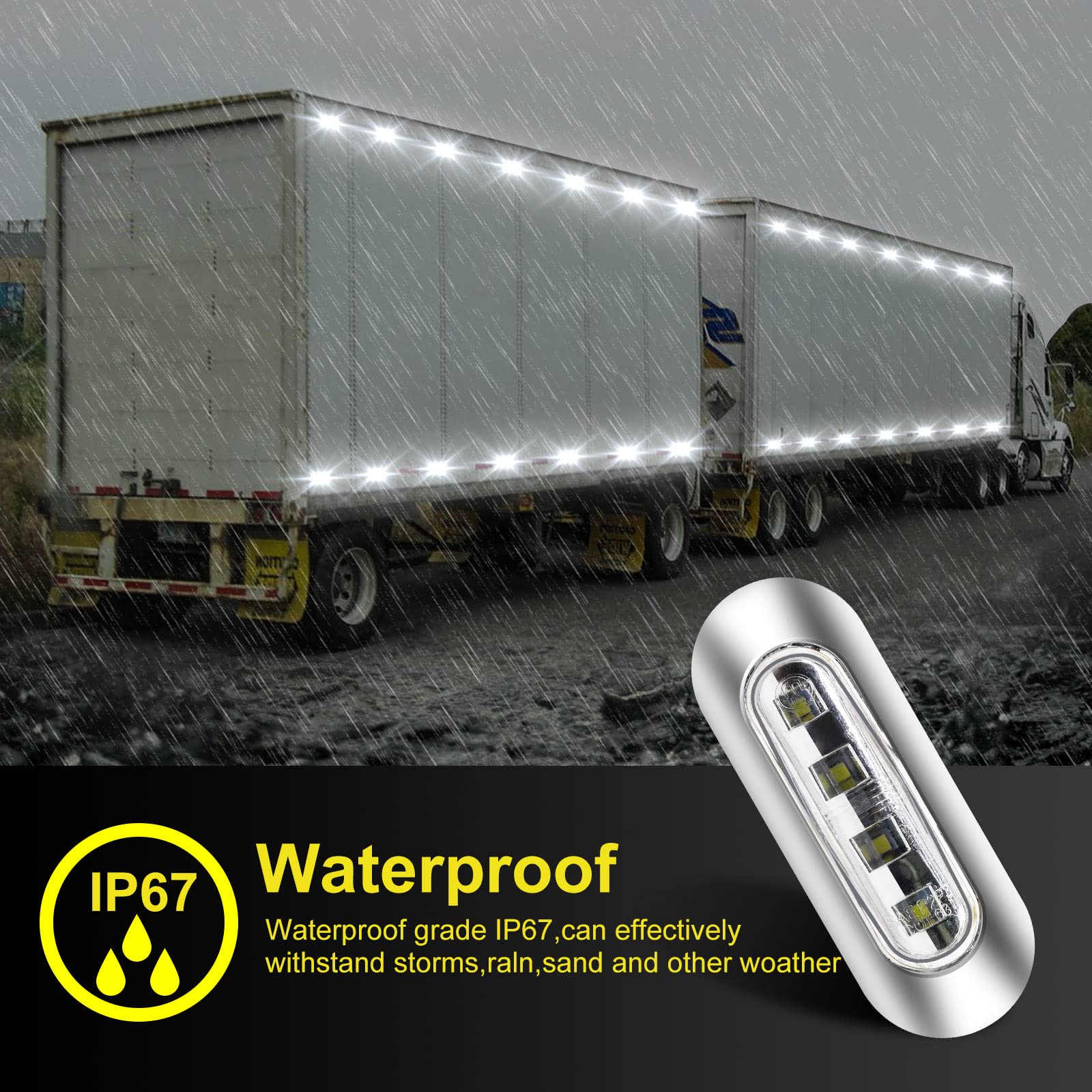 Biqing 10x Luce di Ingombro Laterale Bianco,12V/24V 4 LED Indicatore di Direzione Laterale Posteriori indicatori di Luce luci di Posizione Laterali con Cornice Cromata per Camion Caravan Trattore Bus