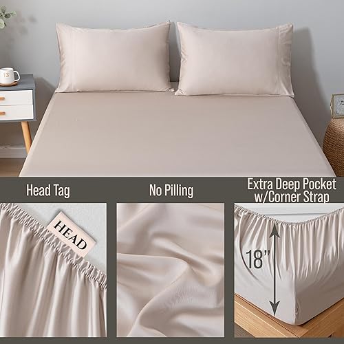 Miniatura 3 de Bella Coterie - Sábana bajera ajustable de viscosa de bambú de lujo, 100% cultivada orgánicamente, ultrasuave, refrescante para personas que duermen