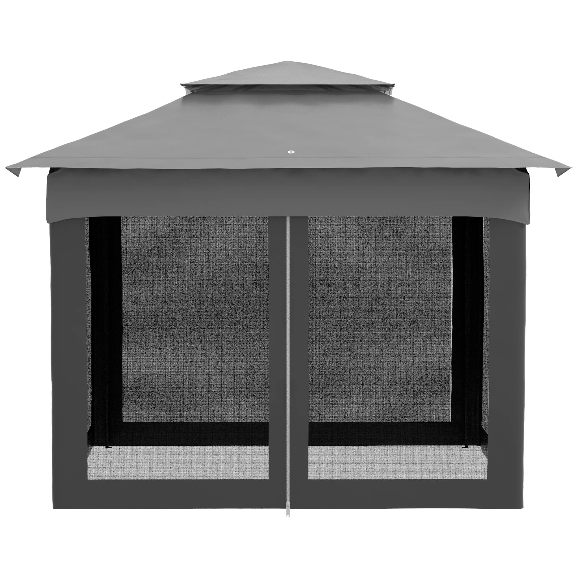 Outsunny Tonnelle de Jardin Exterieur Pop-up barum Pliant, 3 x 3 m, Métal Polyester, imperméabilisé Anti UV, moustiquaires + Sac de Transport, Gris
